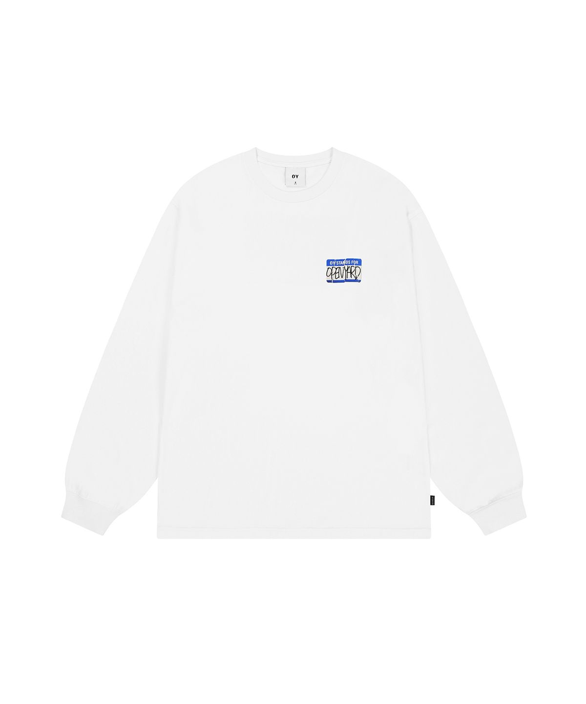 오픈야드(오와이)(OPENYARD(OY)) TORN NAME TAG LONG SLEEVE - WHITE