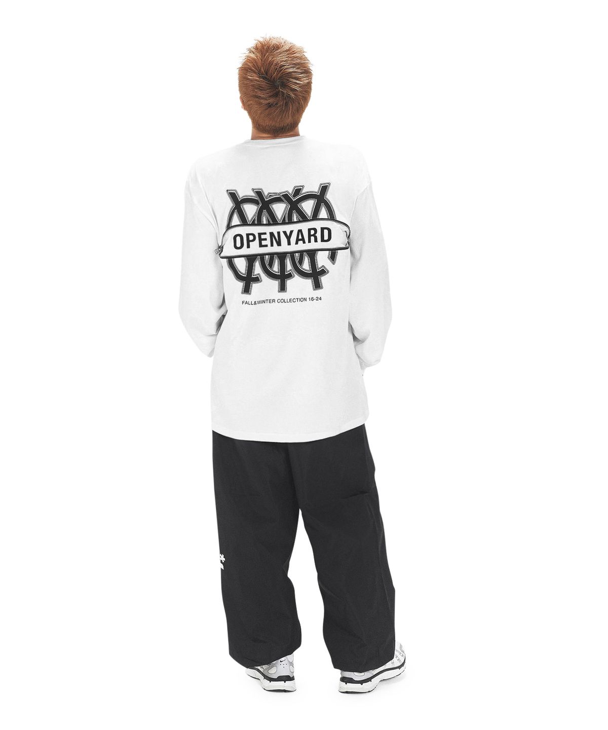 오픈야드(오와이)(OPENYARD(OY)) TRIPLE LOGO BACK ZIPPER LONG SLEEVE - WHITE