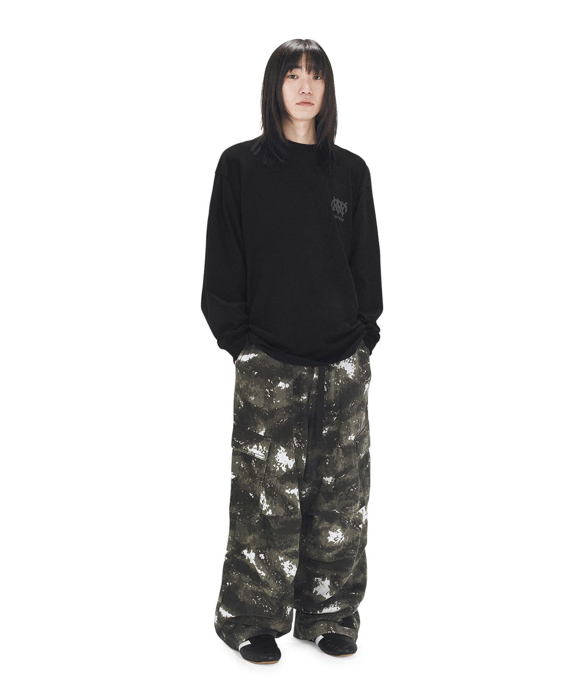 오픈야드(오와이)(OPENYARD(OY)) TRIPLE LOGO BACK ZIPPER LONG SLEEVE - BLACK