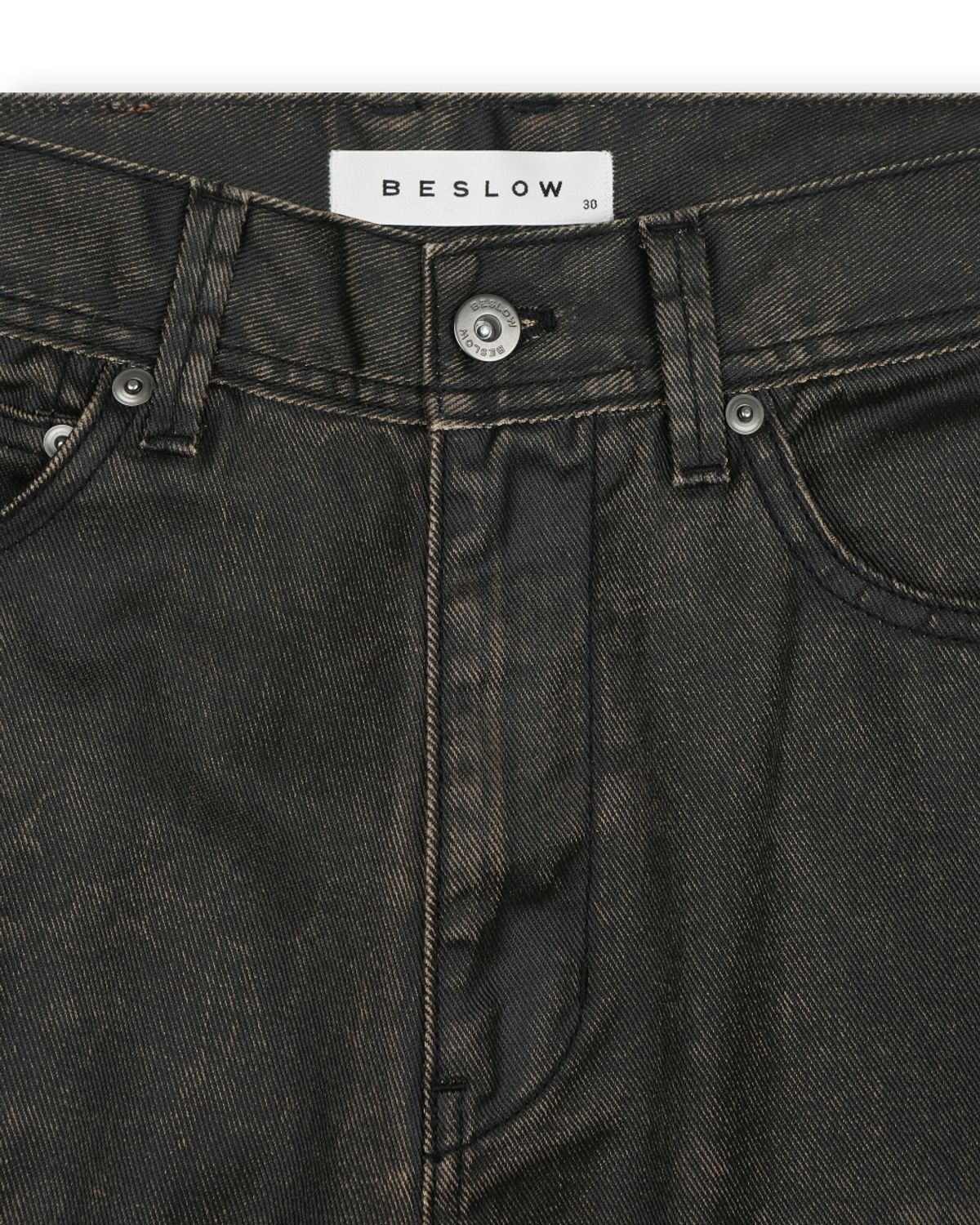 비슬로우(BESLOW) COATED DENIM PANTS BROWN BLACK