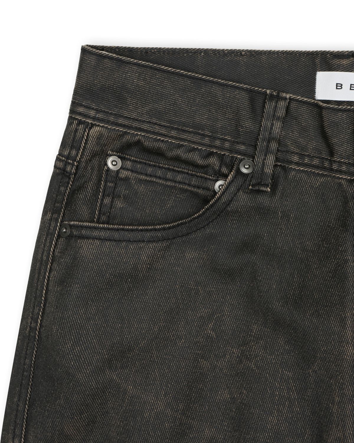 비슬로우(BESLOW) COATED DENIM PANTS BROWN BLACK