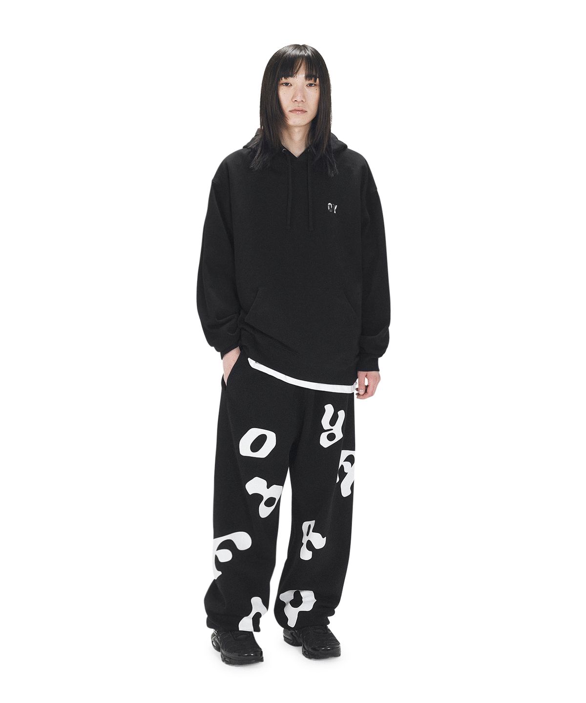 오픈야드(오와이)(OPENYARD(OY)) PAINTING ODOLLY HOODIE - BLACK