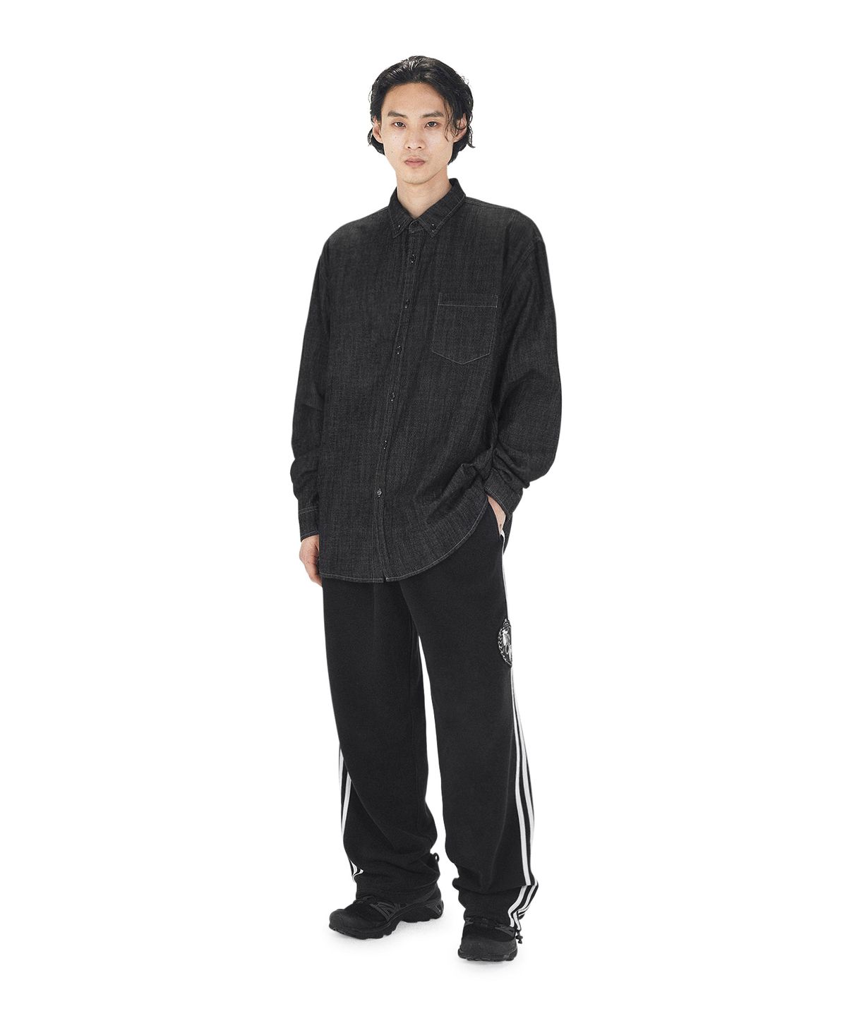 오픈야드(오와이)(OPENYARD(OY)) WASHED DENIM SHIRTS - BLACK