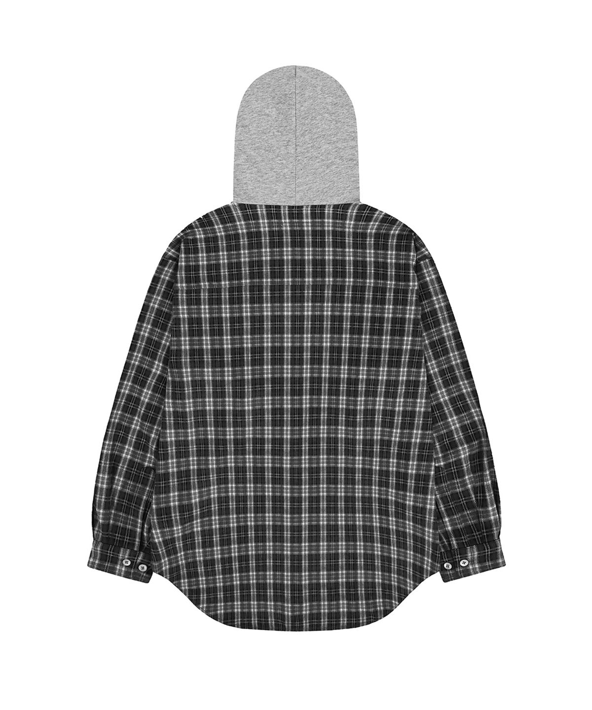 오픈야드(오와이)(OPENYARD(OY)) S.L CHECK ZIPPER HOODIE SHIRTS - BLACK