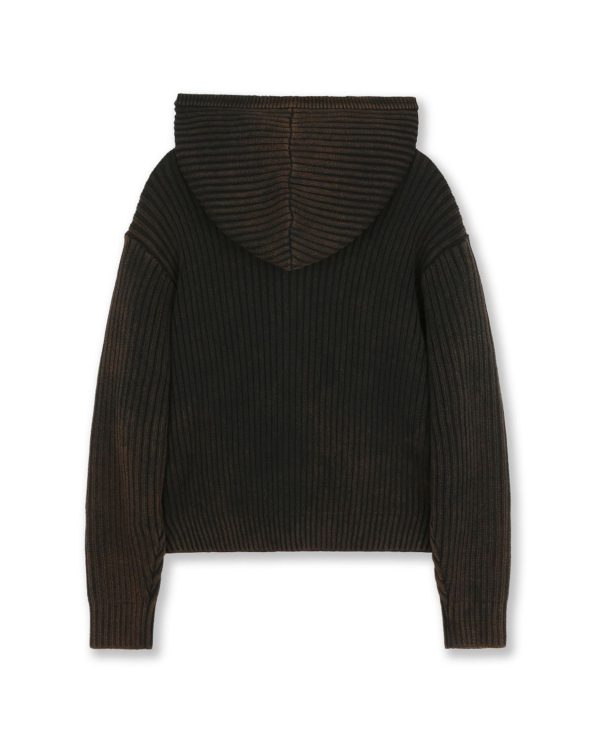 비슬로우(BESLOW) OVERSIZED HOOD KNIT ZIP UP BLACK BROWN