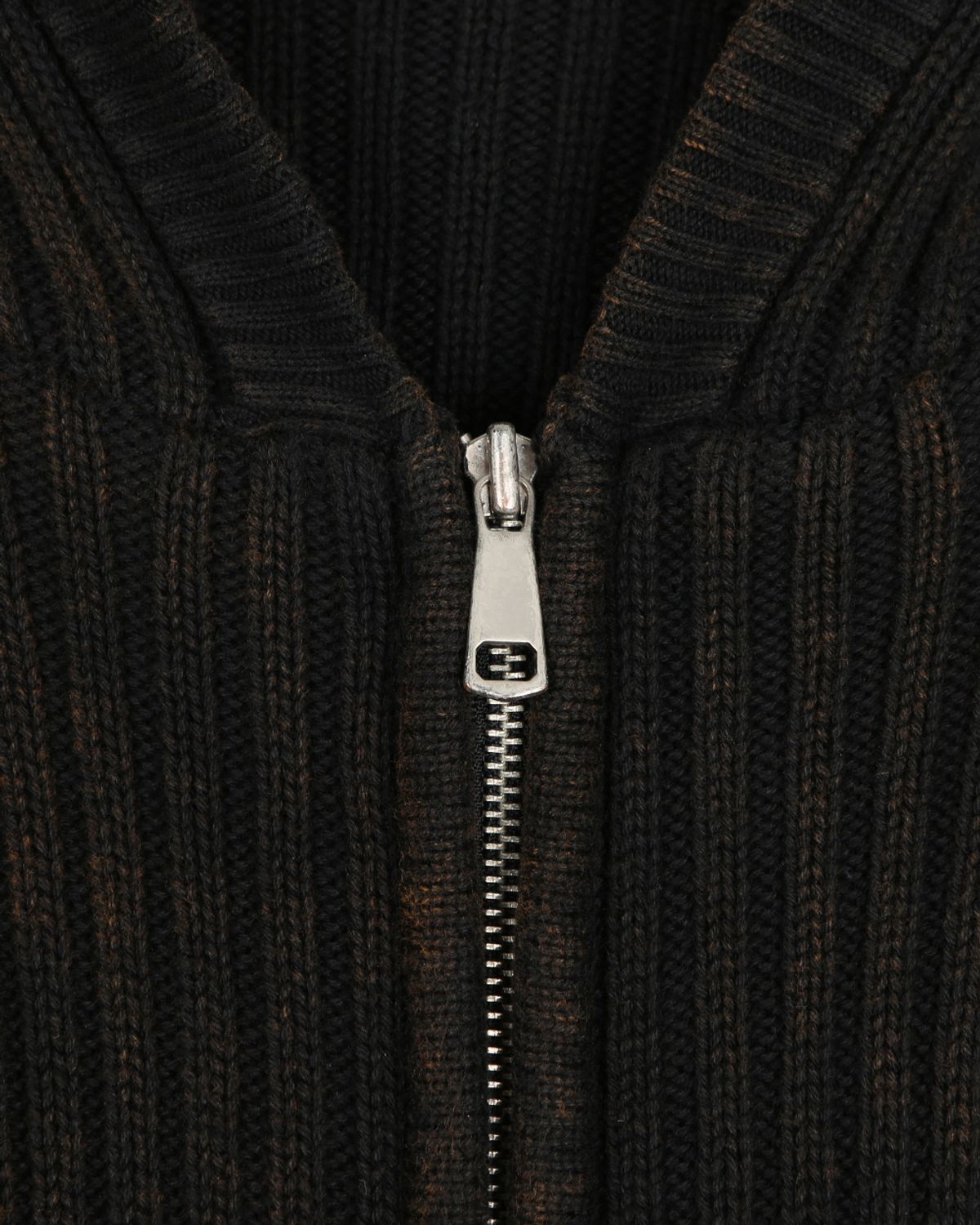 비슬로우(BESLOW) OVERSIZED HOOD KNIT ZIP UP BLACK BROWN