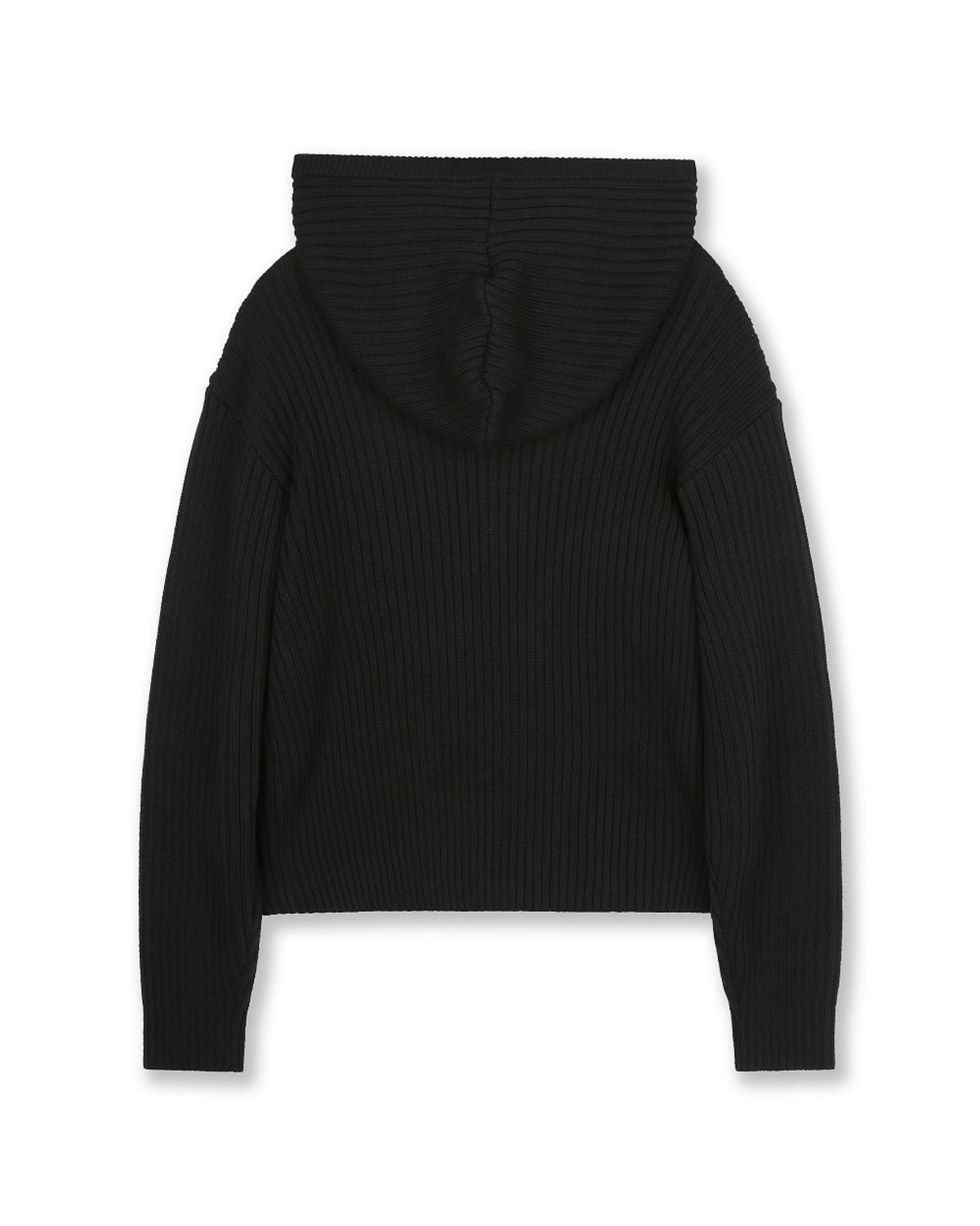 비슬로우(BESLOW) OVERSIZED HOOD KNIT ZIP UP BLACK