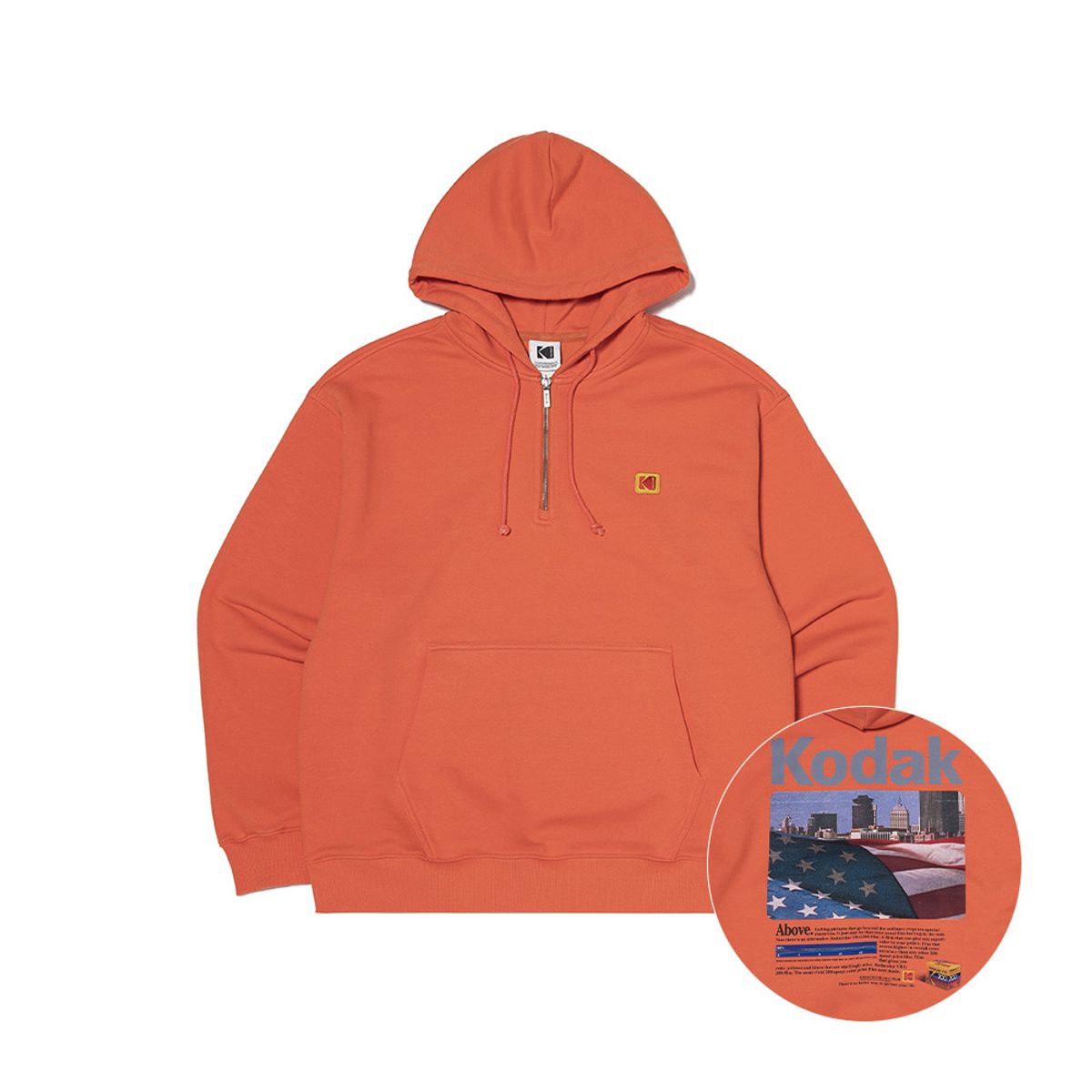 코닥(KODAK) 코다크롬 필름 그래픽 반집업 후드 ORANGE