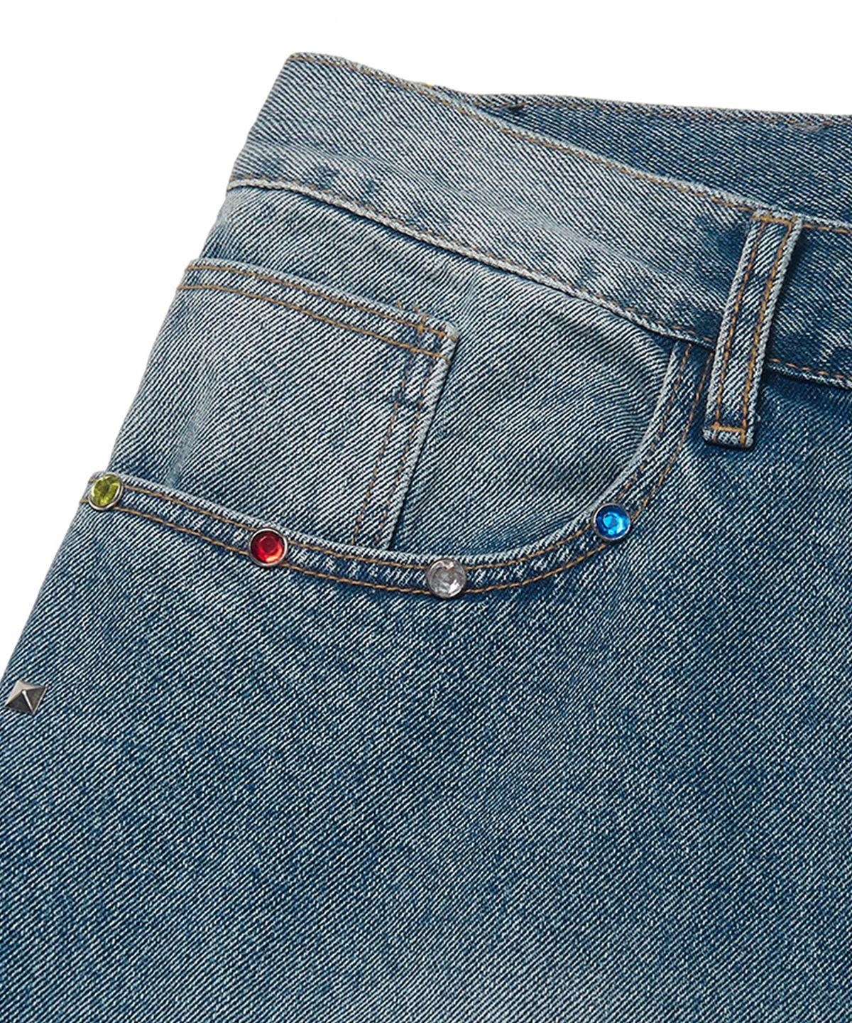 위캔더스(WKNDRS) SIDE STUDDED PANTS (L.DENIM)