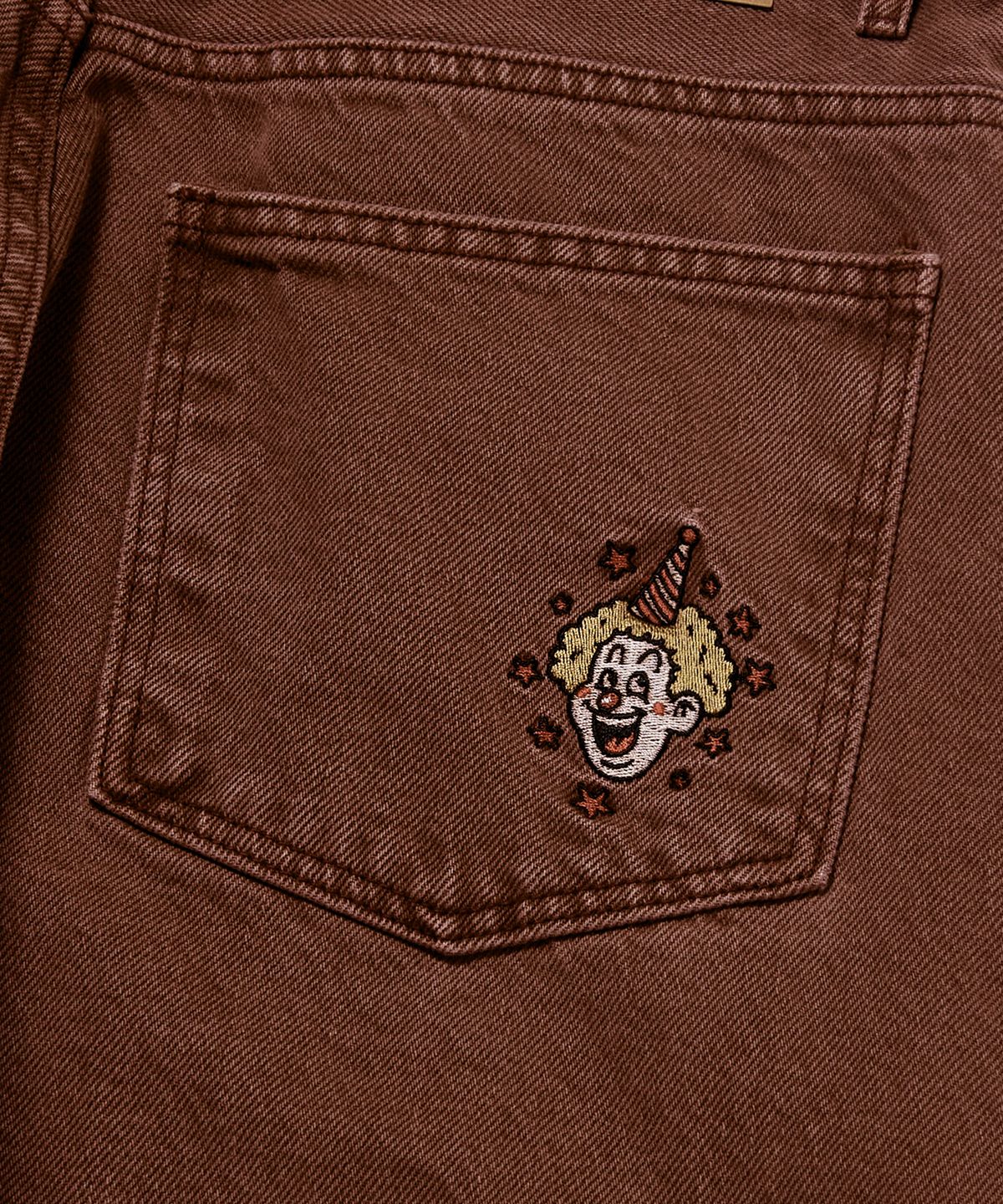 위캔더스(WKNDRS) PIERROT DENIM PANTS (BURGUNDY)