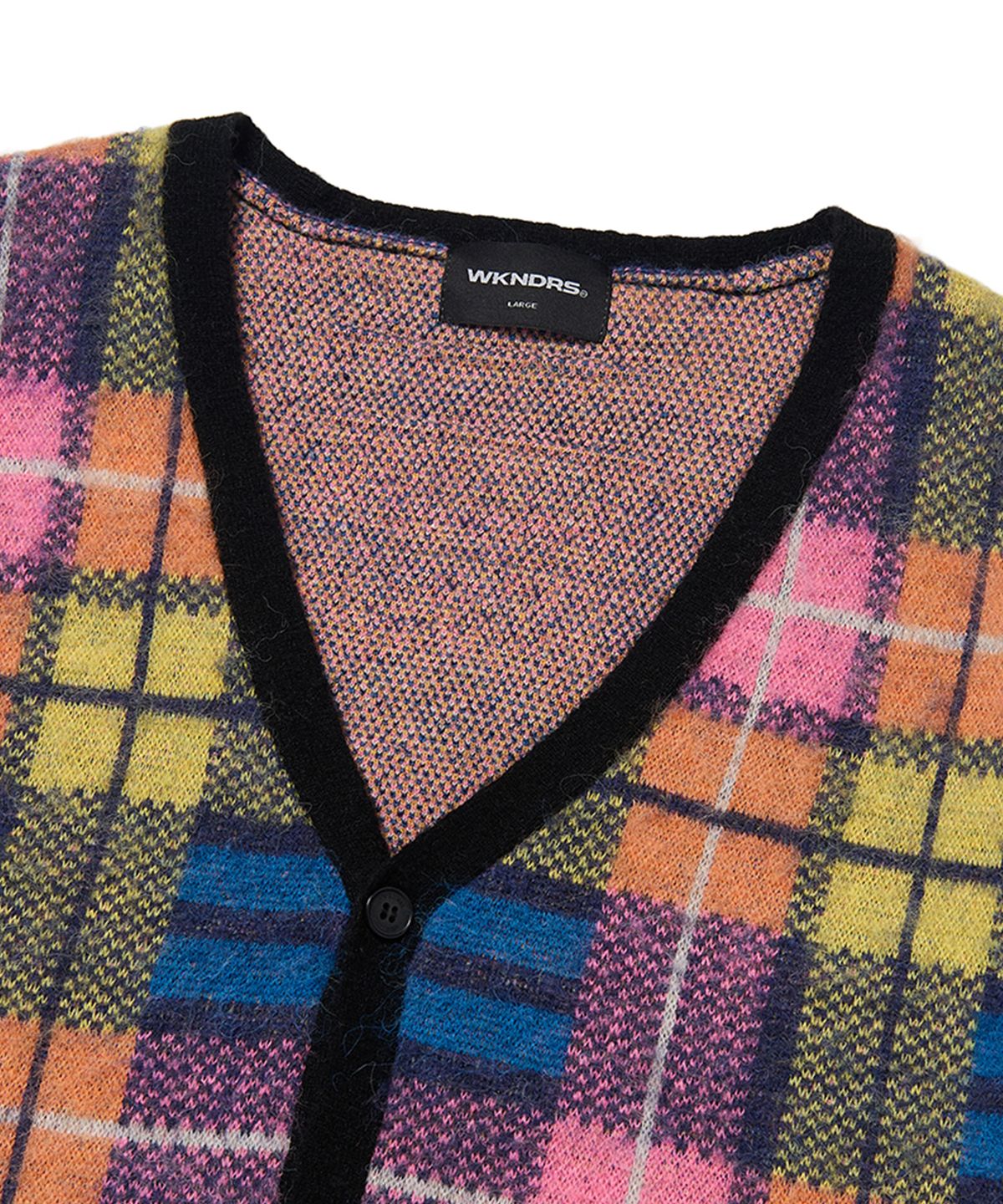 위캔더스(WKNDRS) CHECKERED FUR CARDIGAN (PINK)