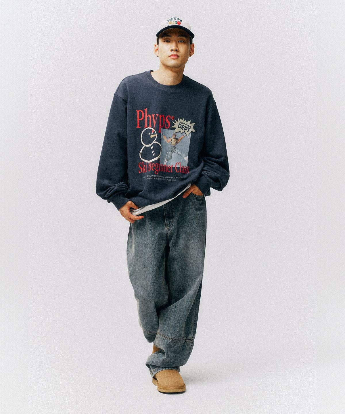 피지컬 디파트먼트(PHYSICAL DEPARTMENT) 스키 비기너 클래스 크루넥_빈티지 네이비