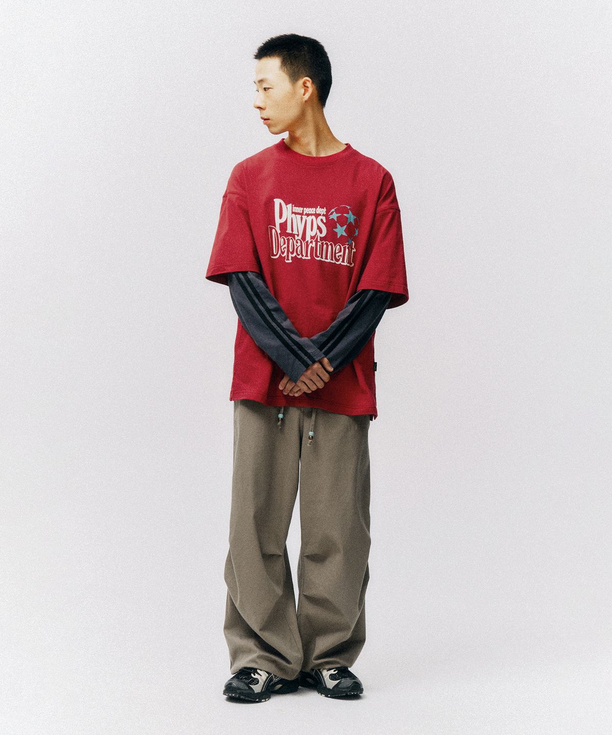 피지컬 디파트먼트(PHYSICAL DEPARTMENT) 스타볼 레이어드 롱슬리브_다크 레드