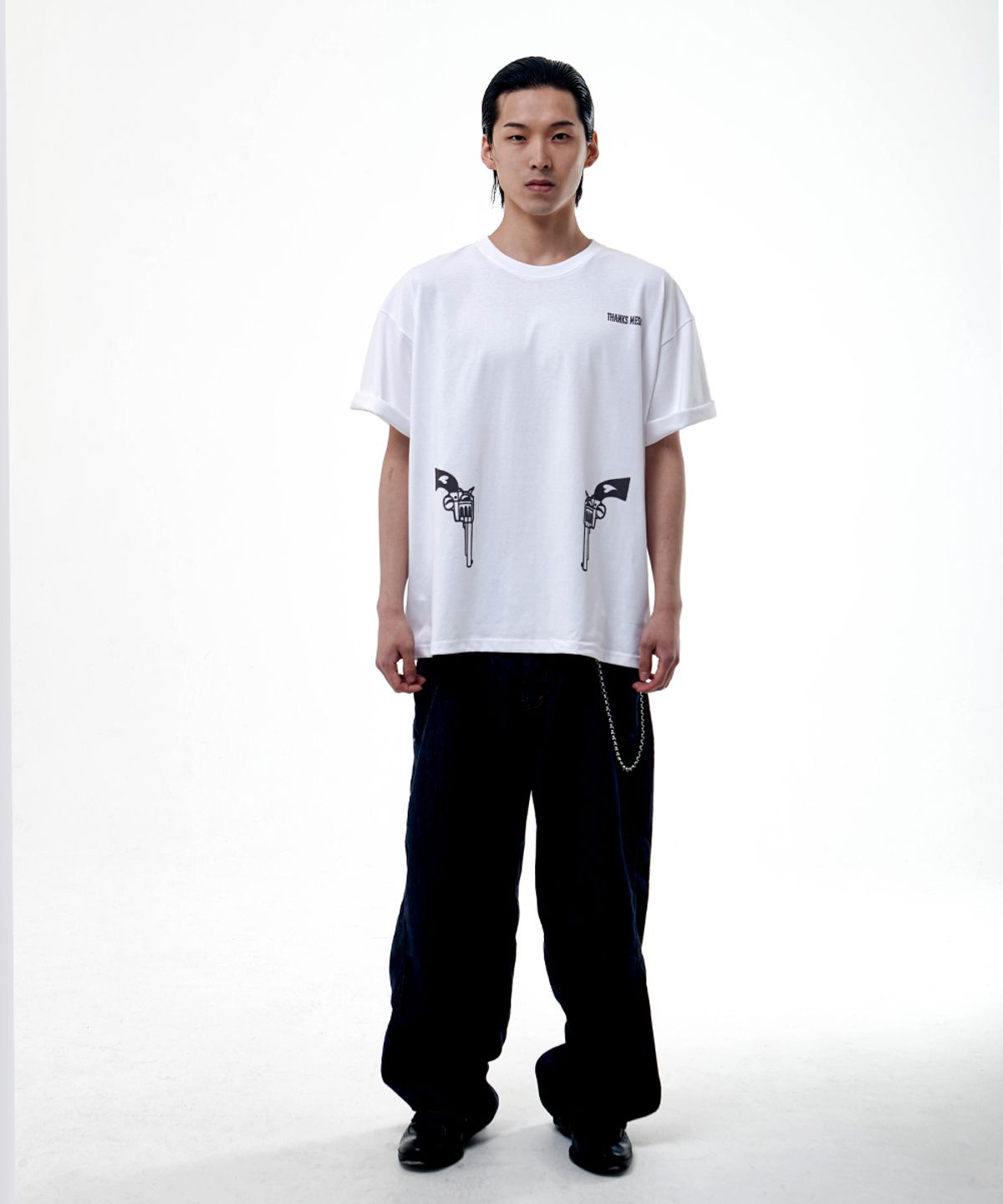 땡스메시아(THANKS MESSIA) ARCHIVE REVOLVER TSHIRT-WHITE