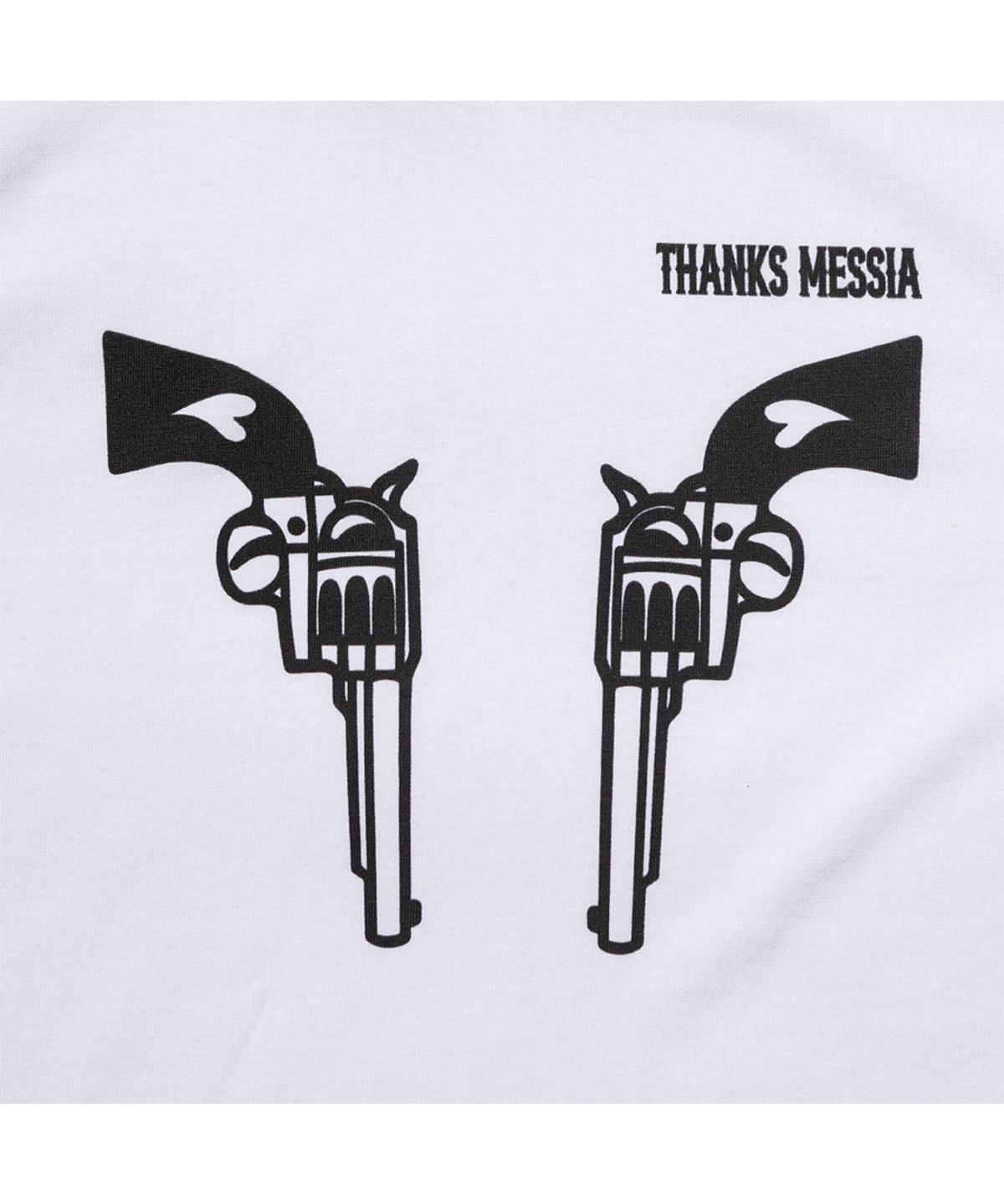 땡스메시아(THANKS MESSIA) ARCHIVE REVOLVER CROP TSHIRT-WHITE