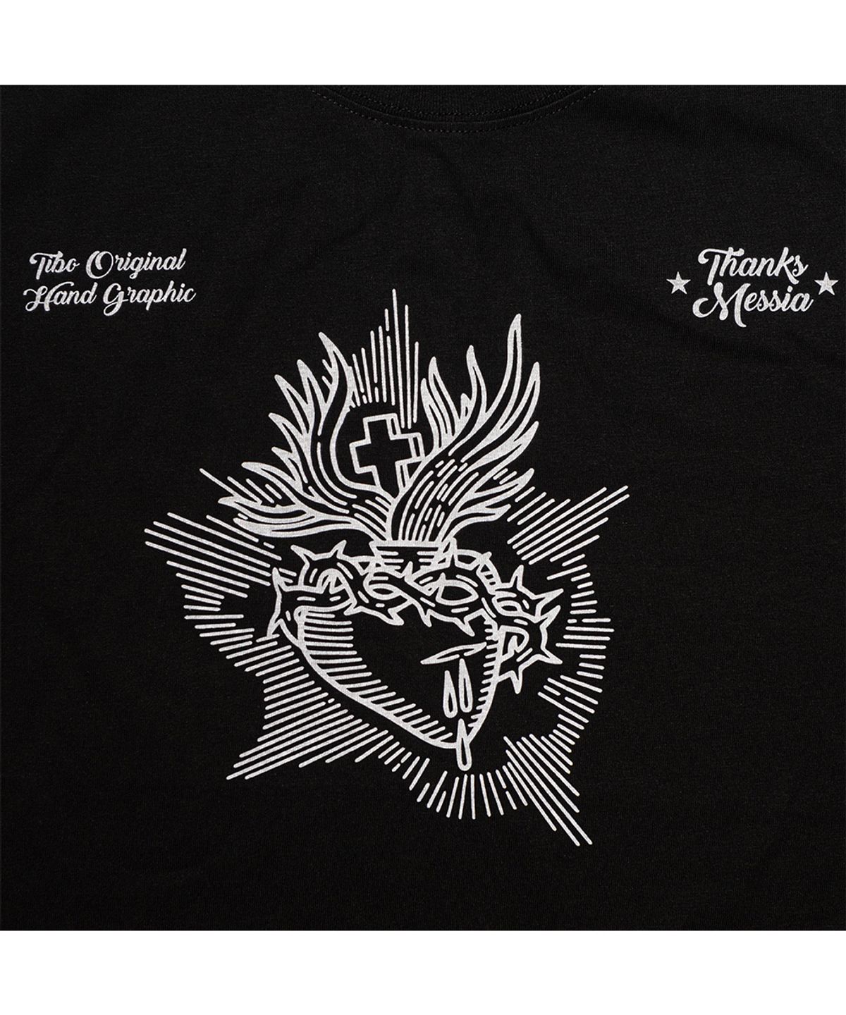 땡스메시아(THANKS MESSIA) ARCHIVE HEART TSHIRT-BLACK