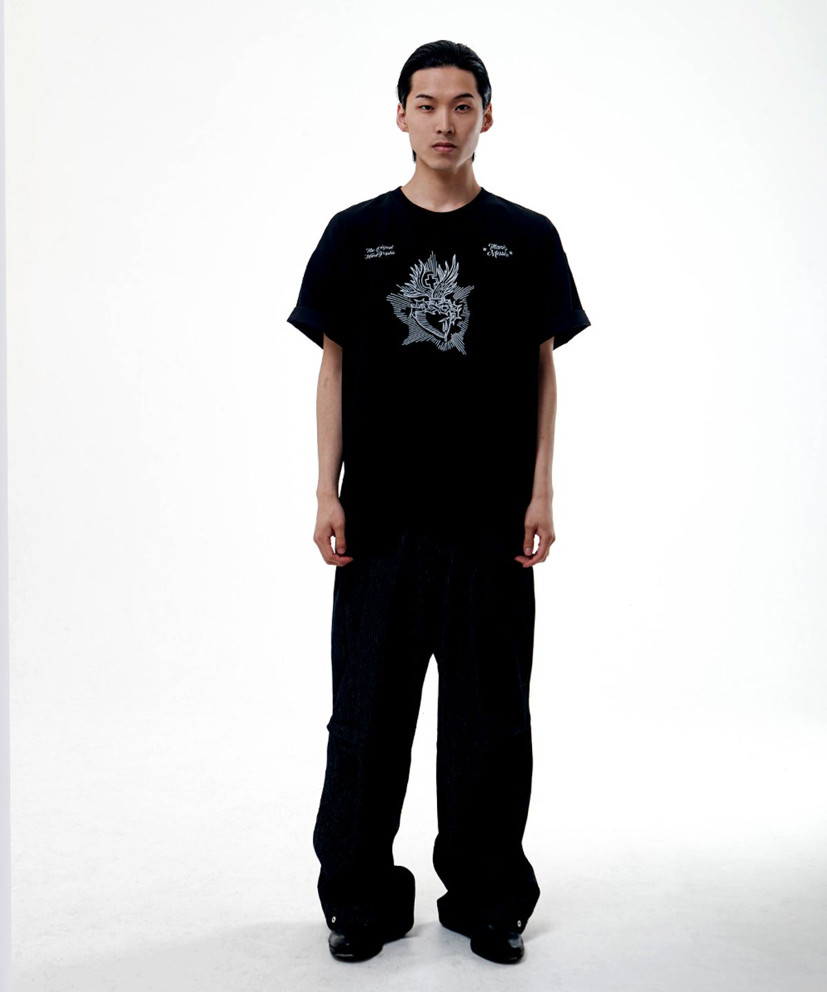 땡스메시아(THANKS MESSIA) ARCHIVE HEART TSHIRT-BLACK