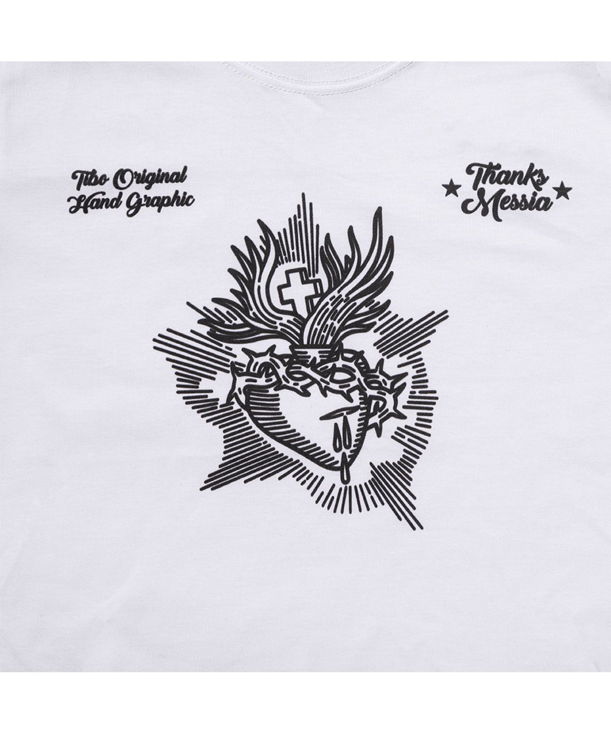 땡스메시아(THANKS MESSIA) ARCHIVE HEART CROP TSHIRT-WHITE