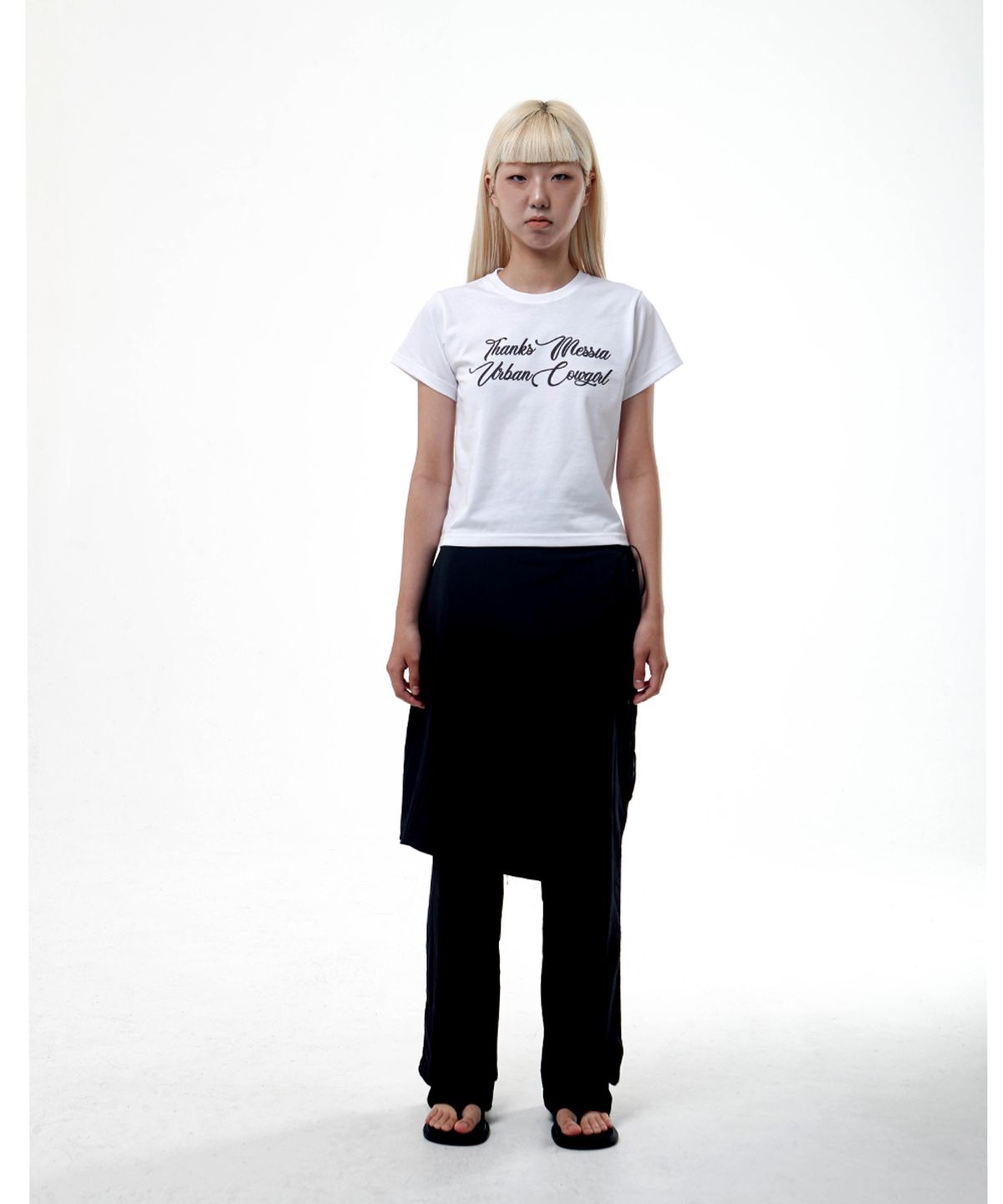 땡스메시아(THANKS MESSIA) URBAN COWGIRL CROP TSHIRT-WHITE
