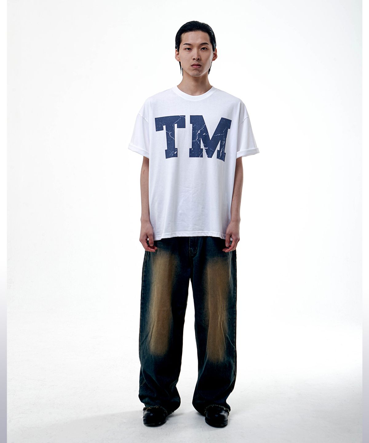 땡스메시아(THANKS MESSIA) TM CRACK TSHIRT-BLUE