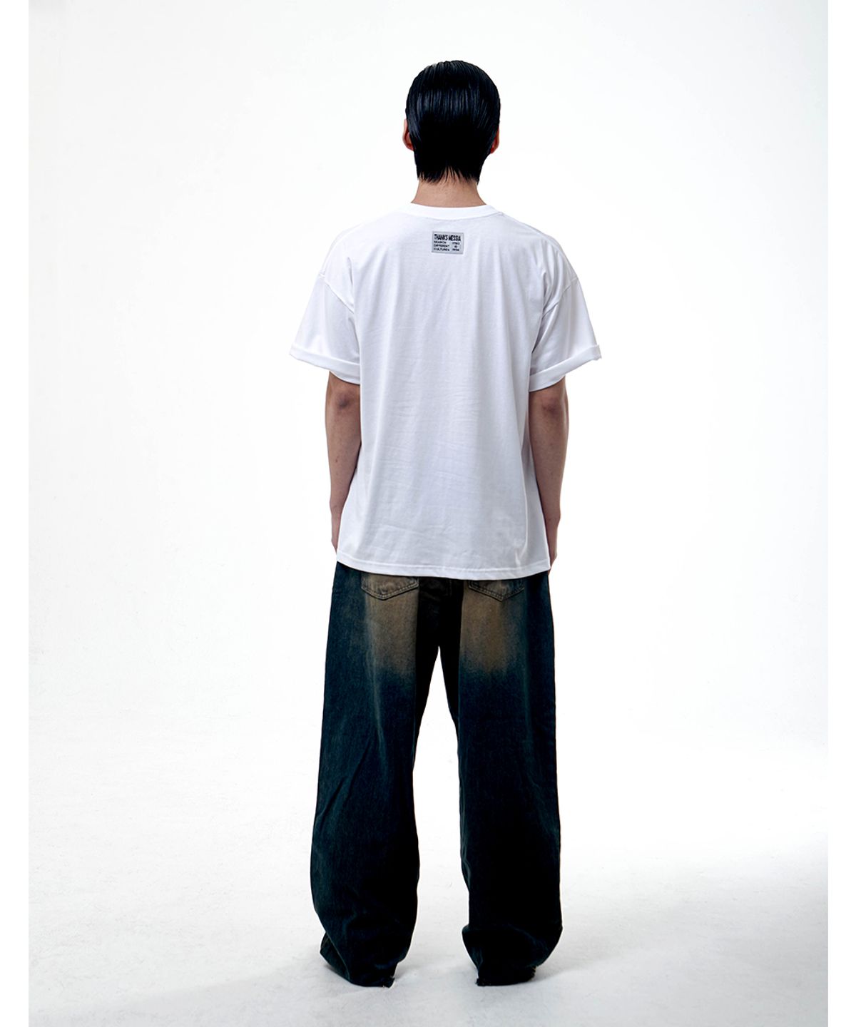 땡스메시아(THANKS MESSIA) TM CRACK TSHIRT-BLUE