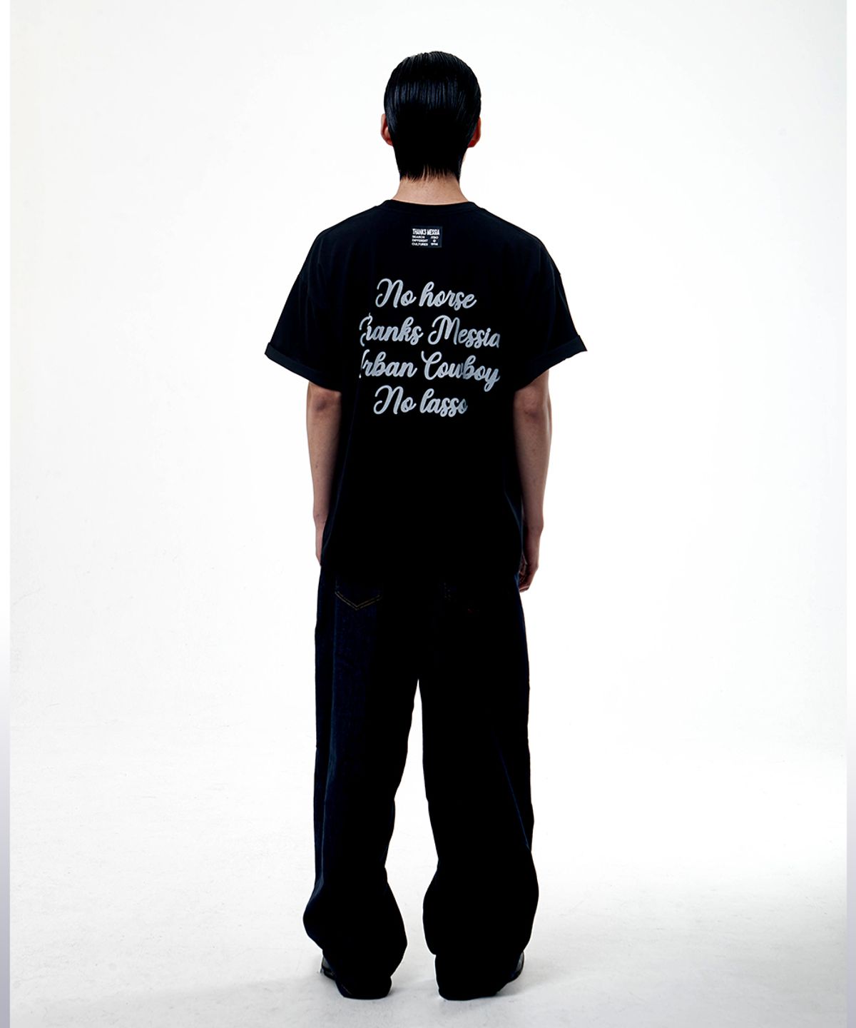 땡스메시아(THANKS MESSIA) HANDWRITTEN COWBOY TSHIRT-BLACK