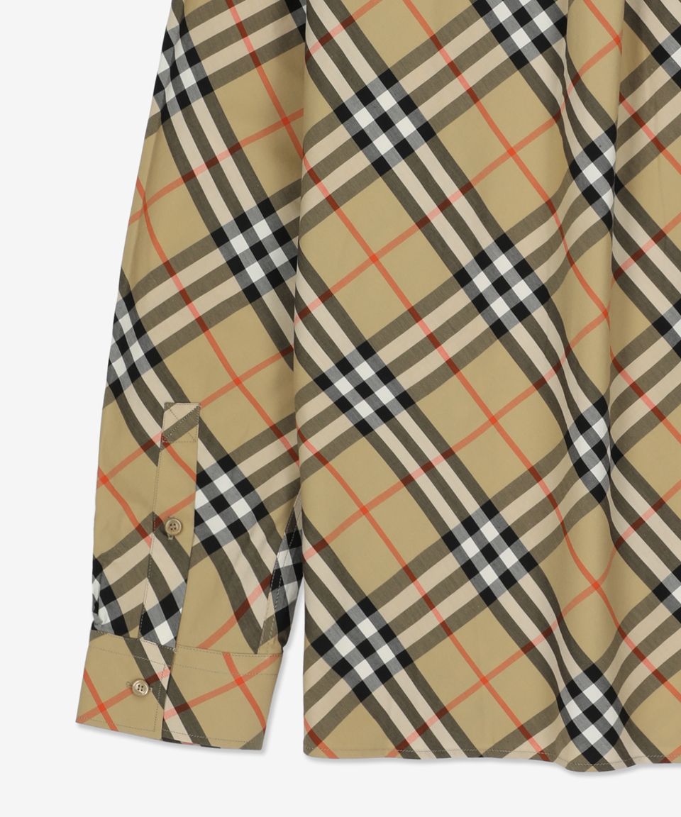 MUSINSA | BURBERRY Check Cotton Regular Fit Shirt - Sand / 8087634