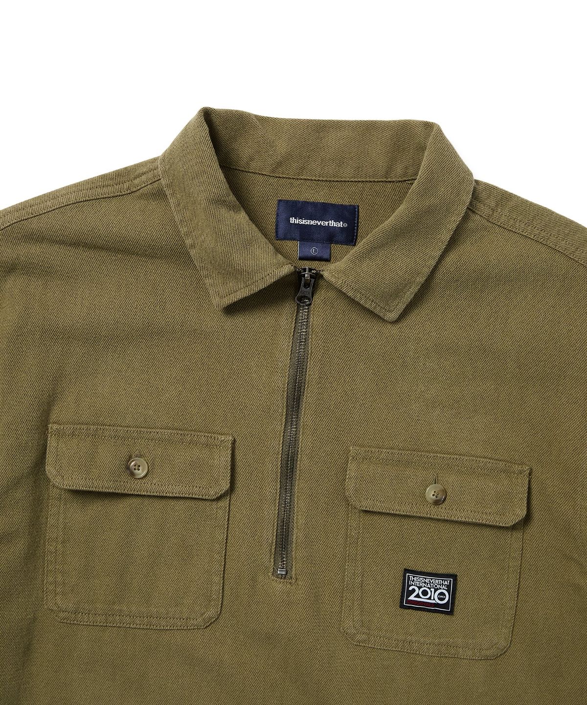 디스이즈네버댓(THISISNEVERTHAT) Half Zip Shirt Olive