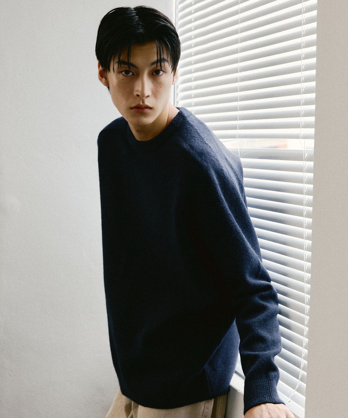 르뎁트(LEDEPT) 워셔블 래글런 라운드 풀오버 [네이비]