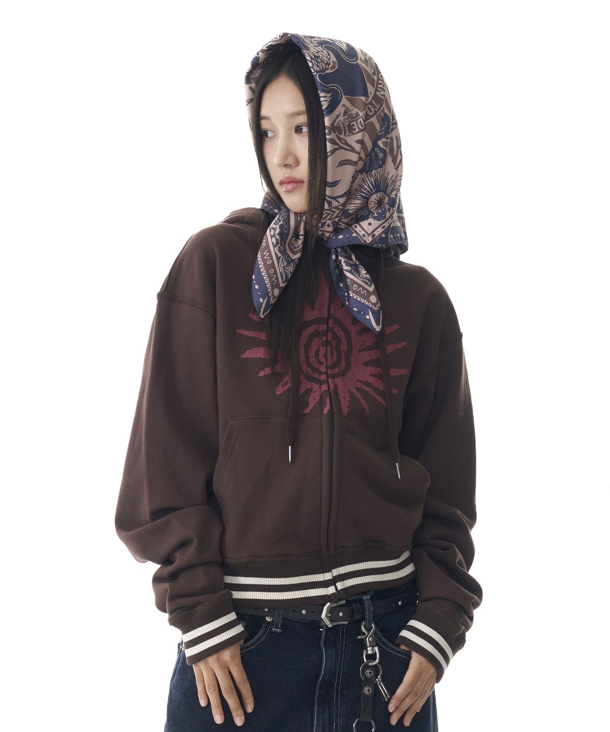 아캄(AAKAM) Western Eagle Printed Scarf (Beige)