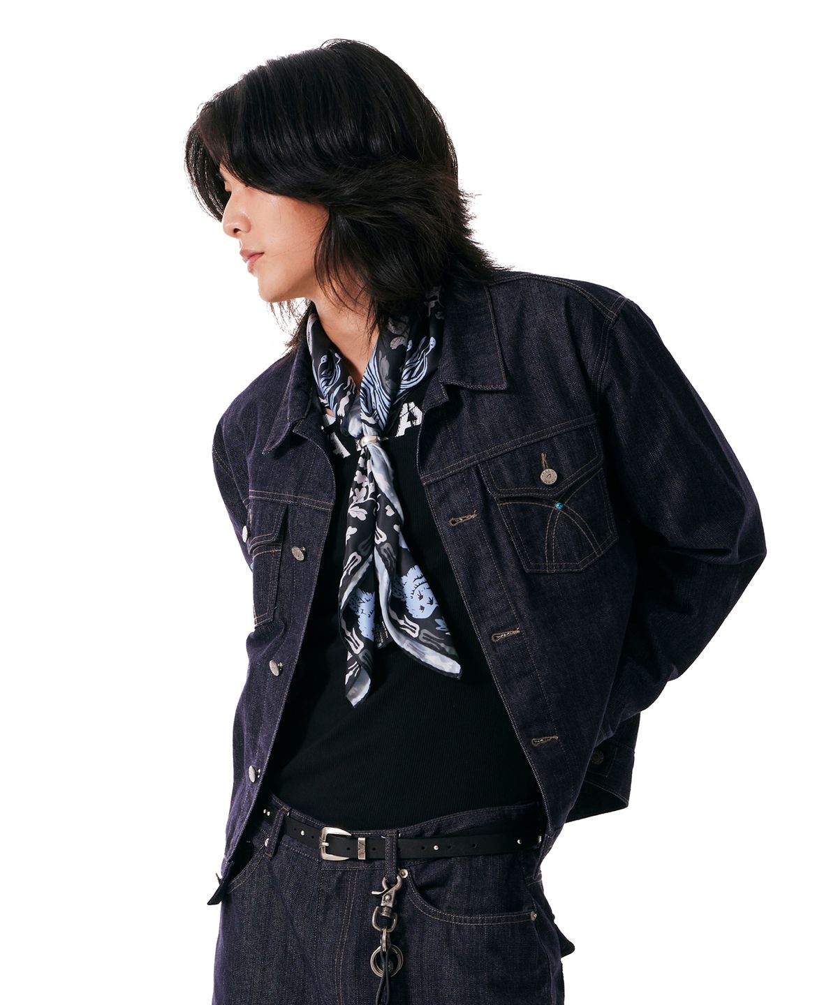 아캄(AAKAM) Western Forest Printed Scarf (Sky Blue)