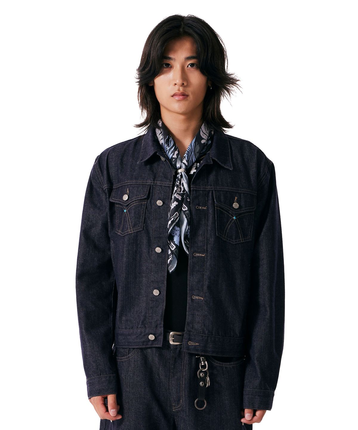 아캄(AAKAM) Western Forest Printed Scarf (Sky Blue)