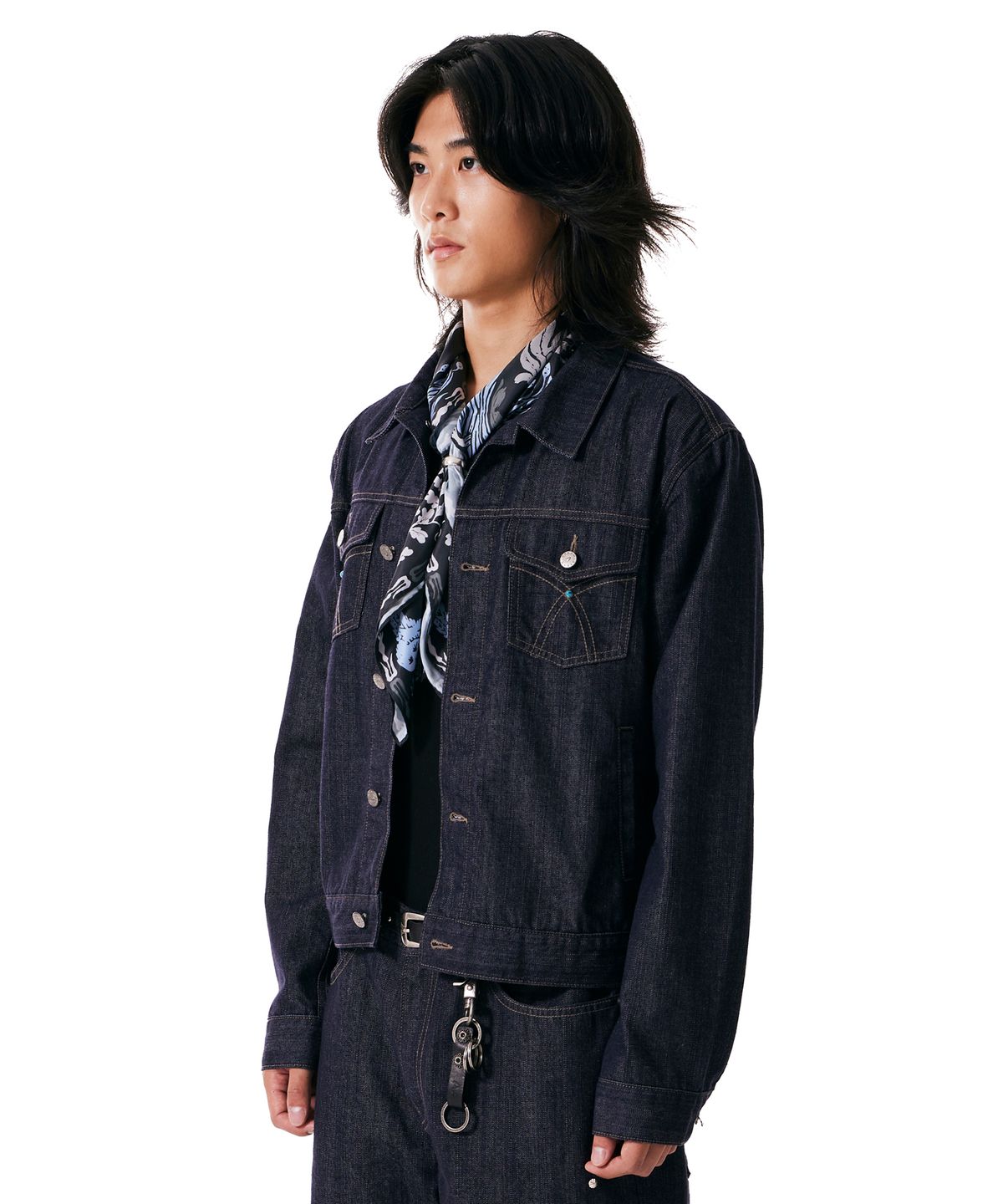 아캄(AAKAM) Western Forest Printed Scarf (Sky Blue)