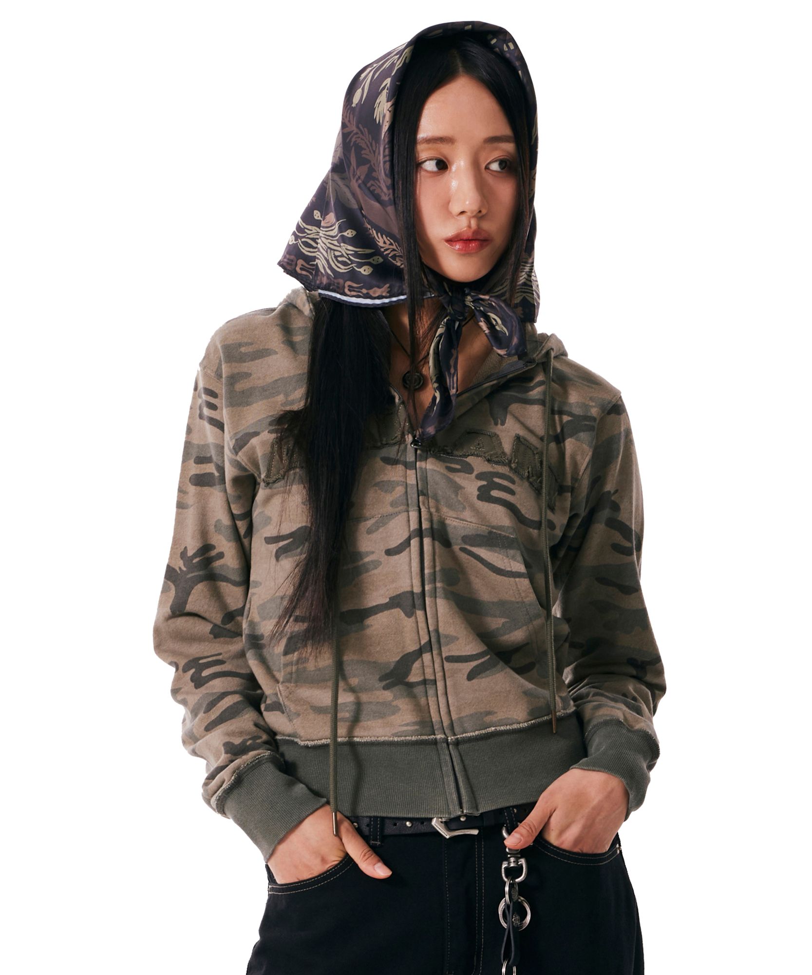 MUSINSA | AAKAM Western Forest Printed Scarf (Dark Brown)