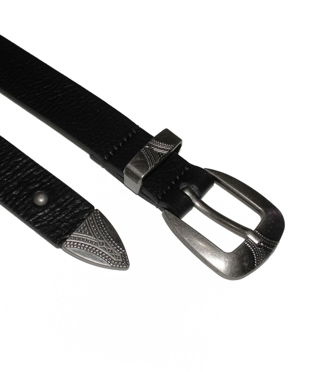 아캄(AAKAM) Western Studded Leather Belt (Black)
