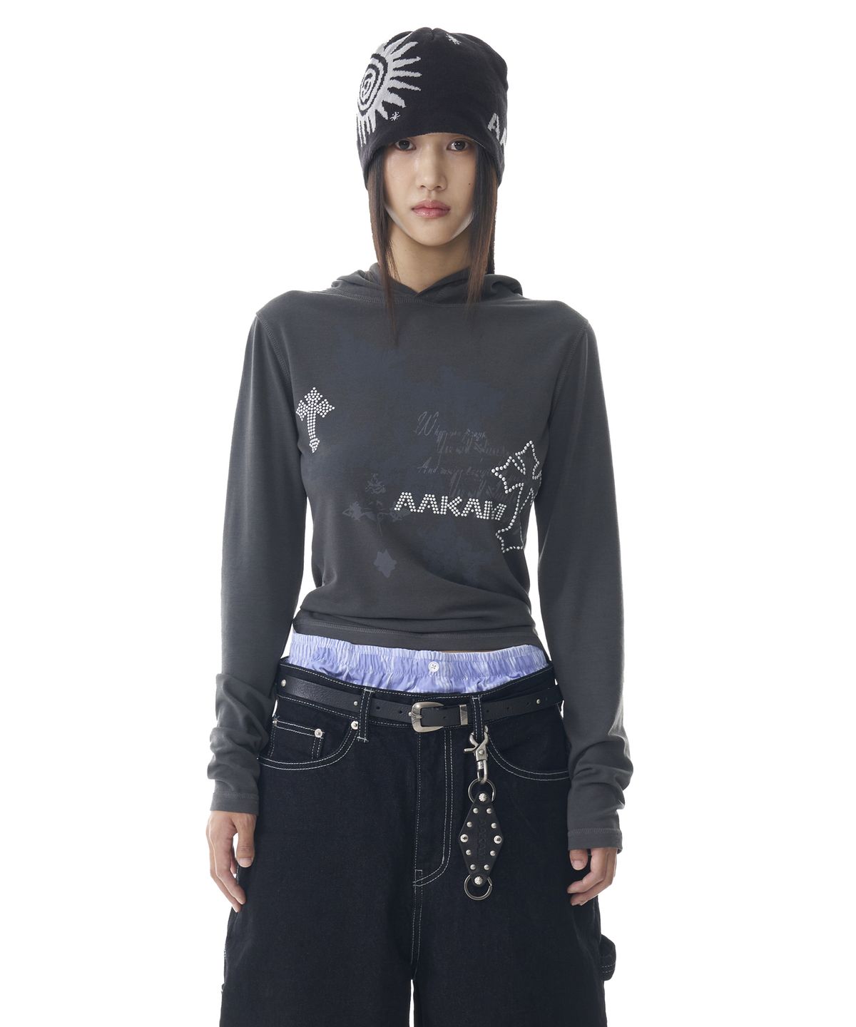 아캄(AAKAM) Western Studded Leather Belt (Black)