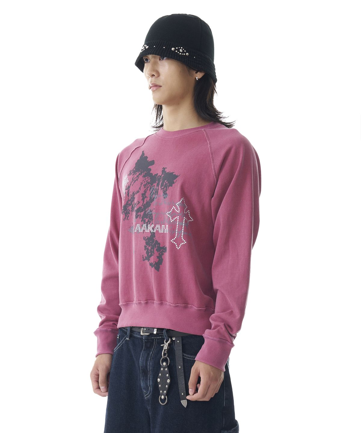 아캄(AAKAM) Western Studded Leather Belt (Black)