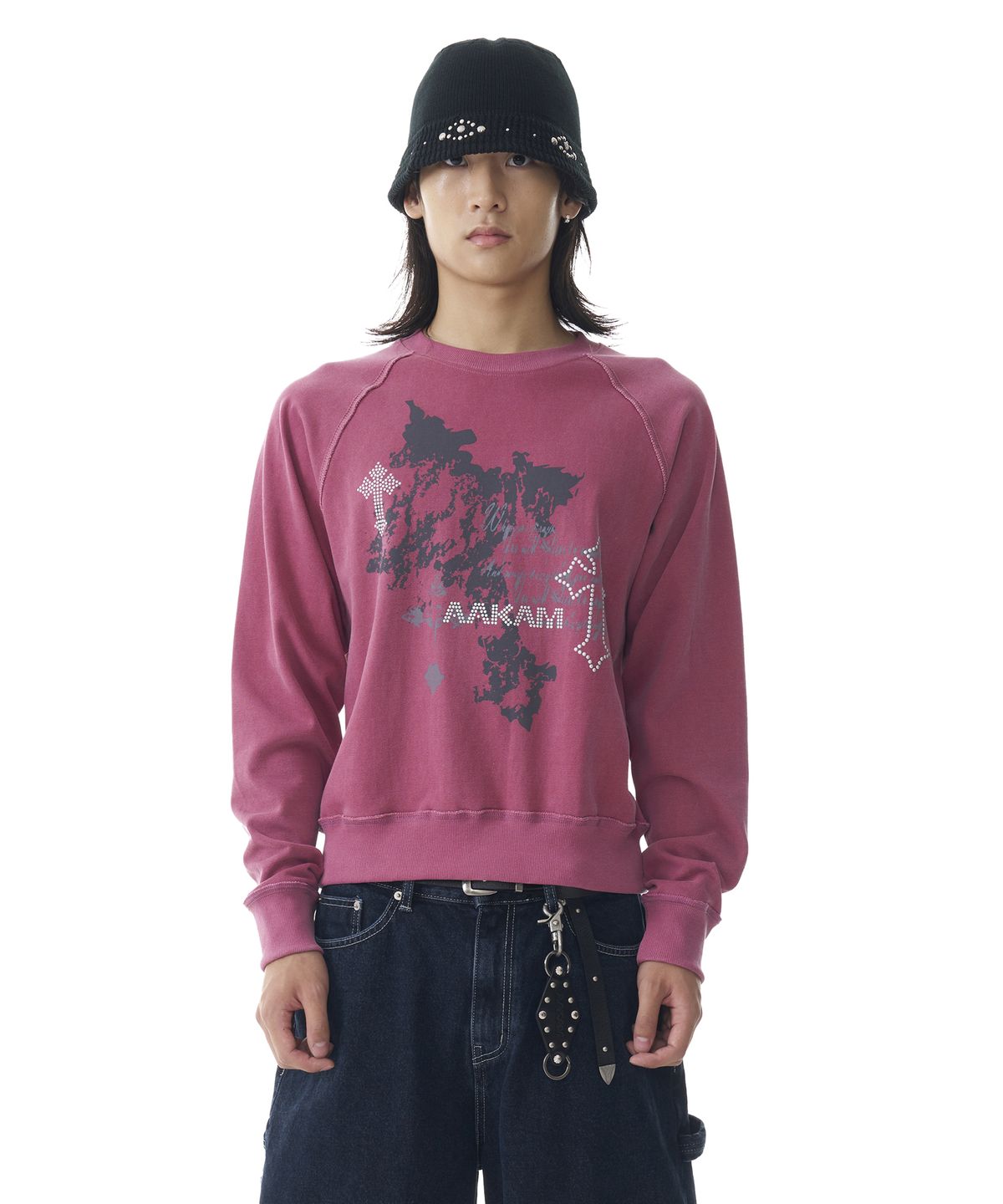 아캄(AAKAM) Western Studded Leather Belt (Black)