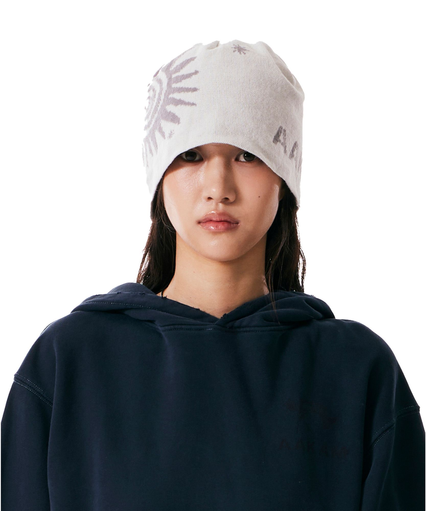 MUSINSA | AAKAM Sun Jacquard Beanie (White)