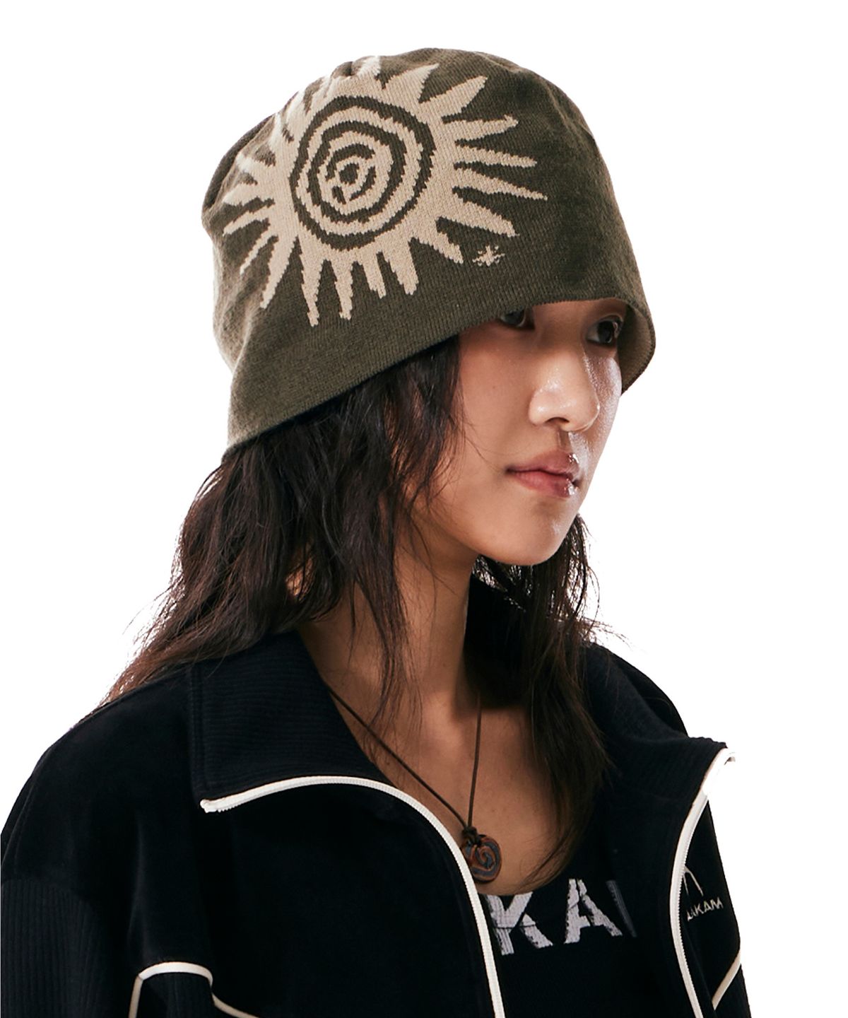 아캄(AAKAM) Sun Jacquard Beanie (Khaki)