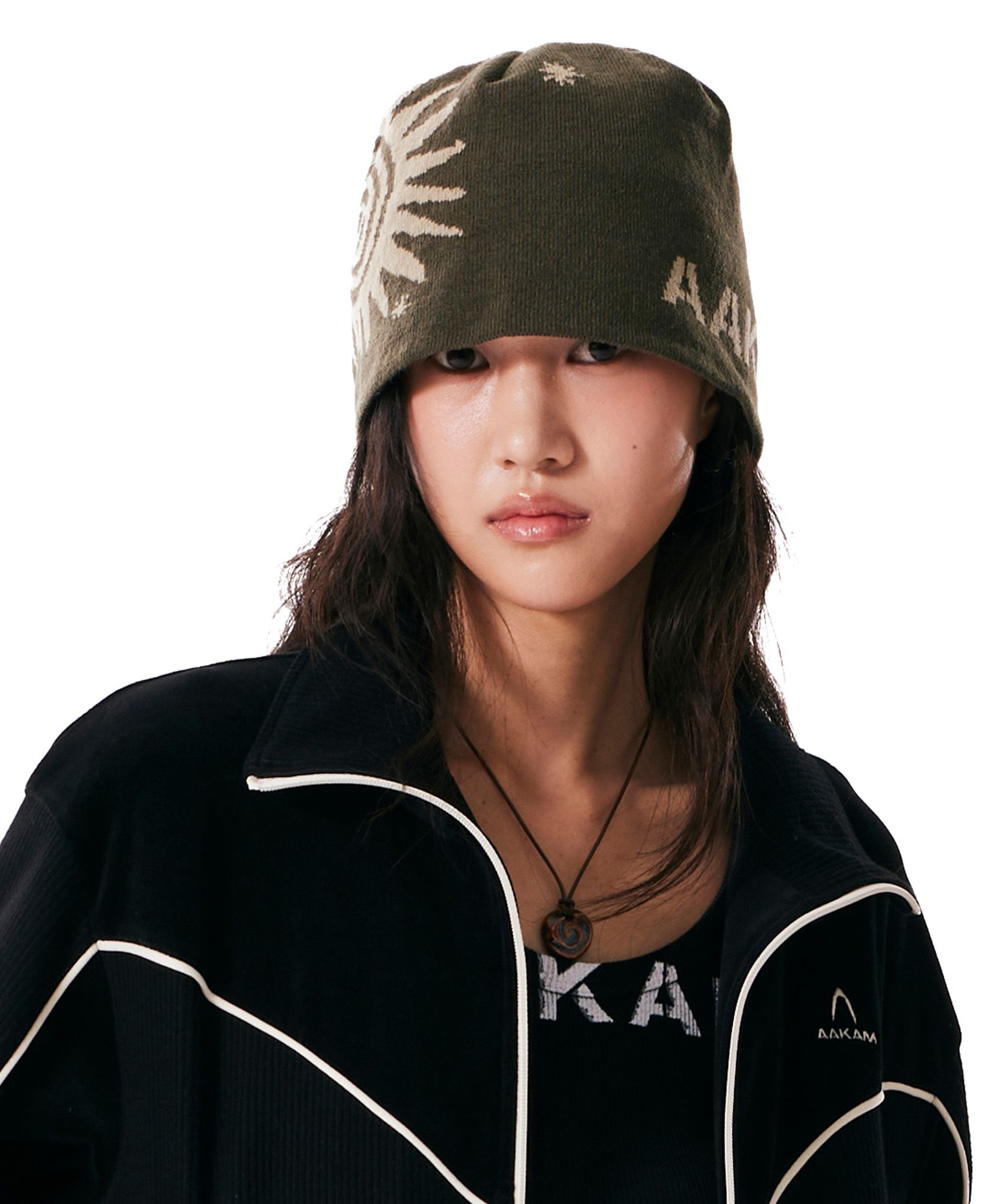 MUSINSA | AAKAM Sun Jacquard Beanie (Khaki)