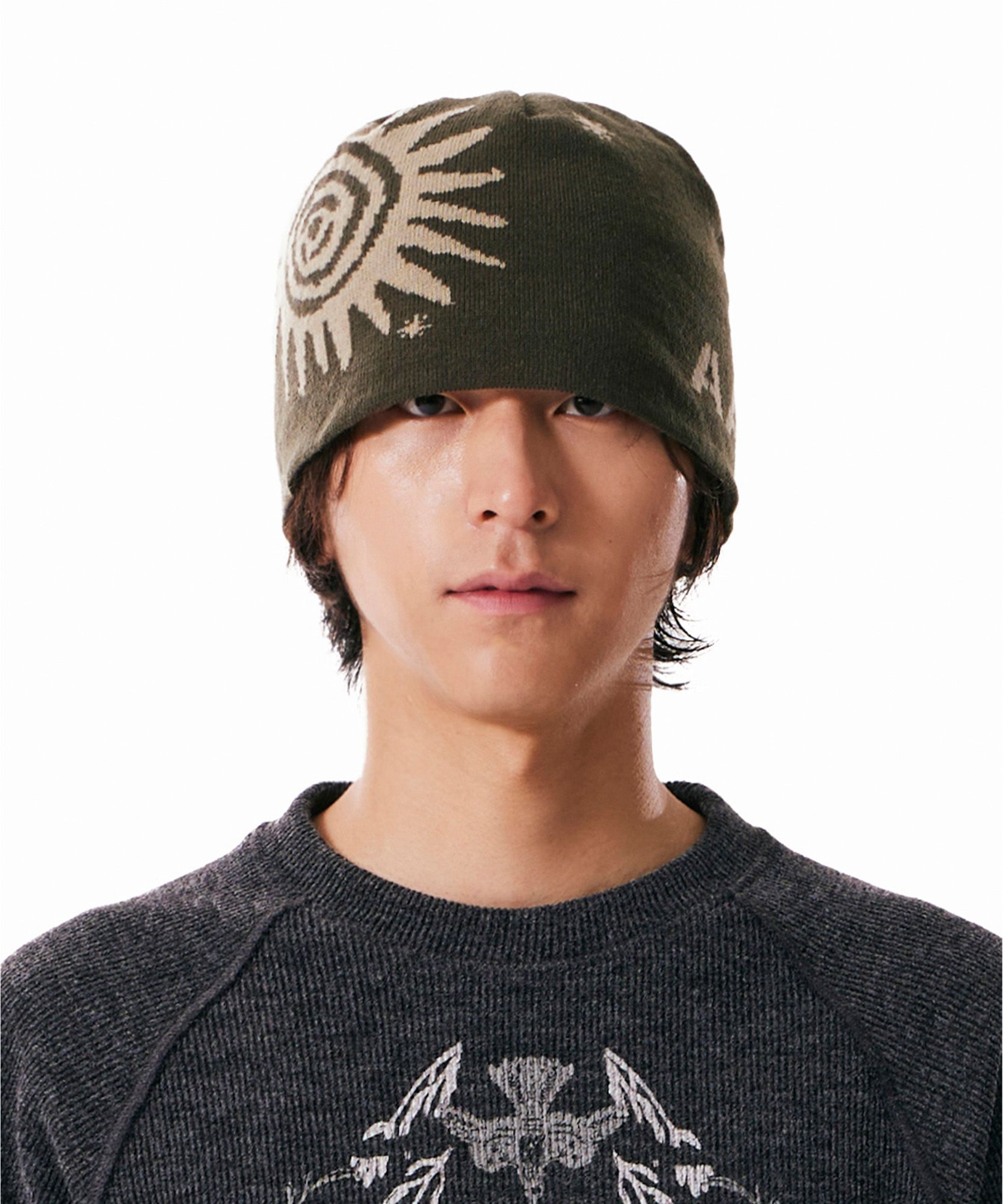 MUSINSA | AAKAM Sun Jacquard Beanie (Khaki)