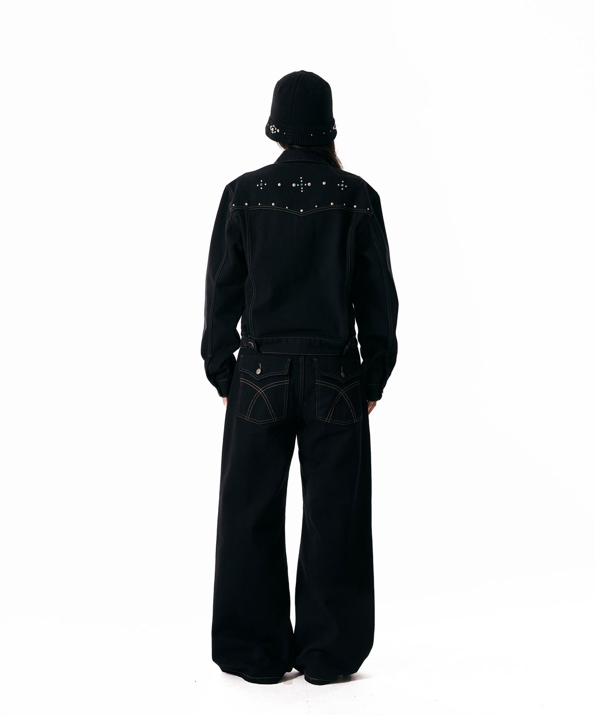 아캄(AAKAM) Western Studded Cotton Pants (Black)