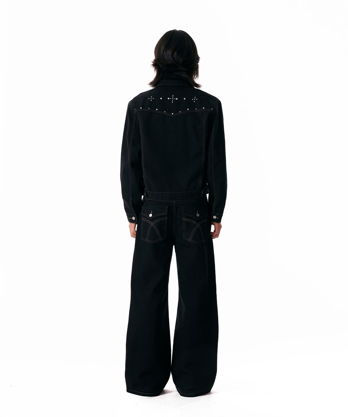 아캄(AAKAM) Western Studded Cotton Pants (Black)