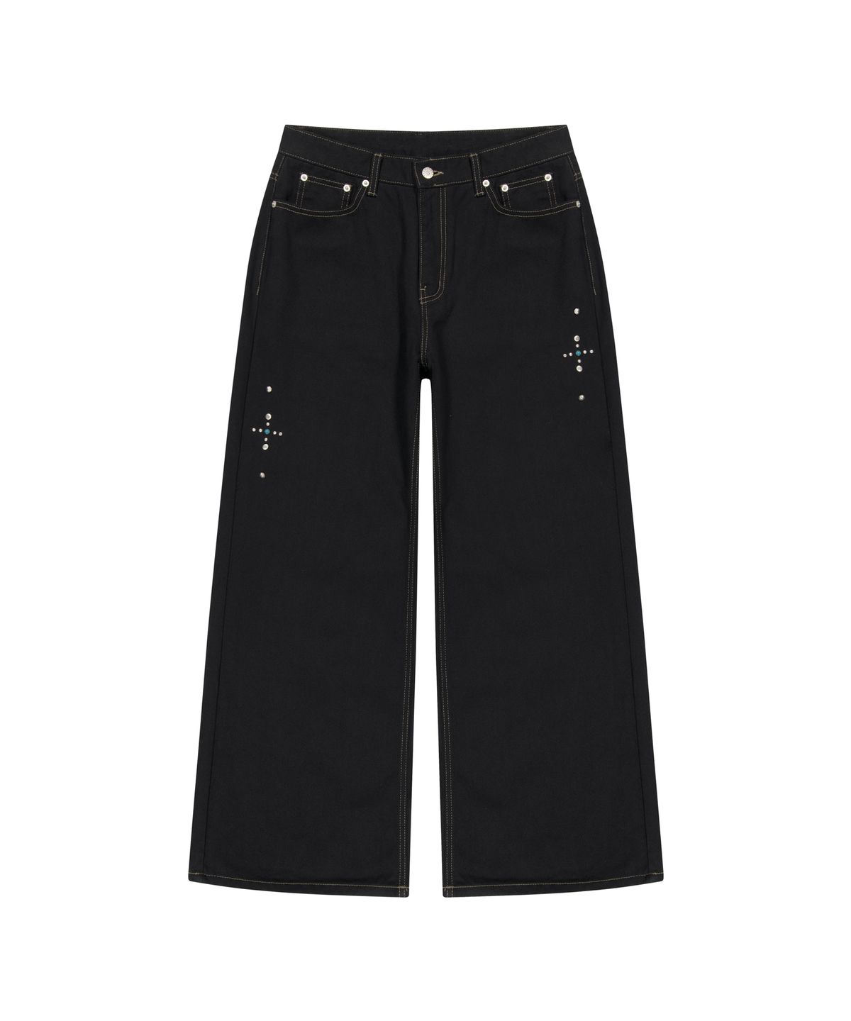 아캄(AAKAM) Western Studded Cotton Pants (Black)