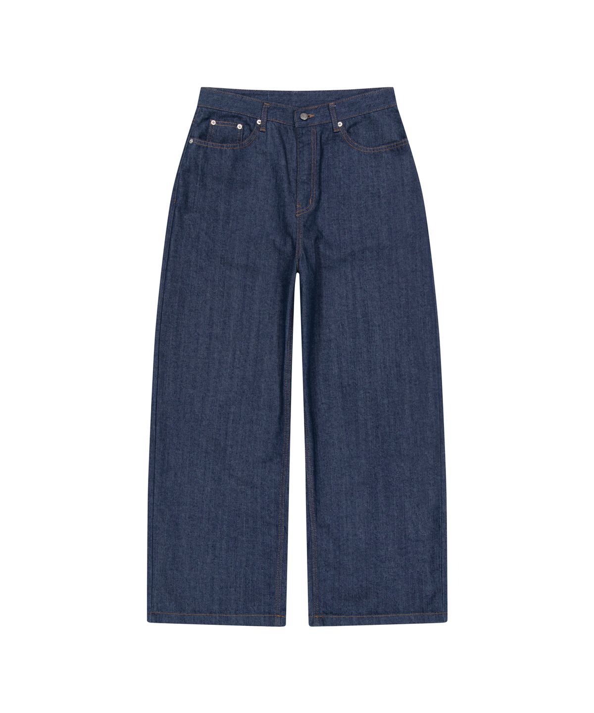아캄(AAKAM) Leather Patch Denim Pants (Blue)