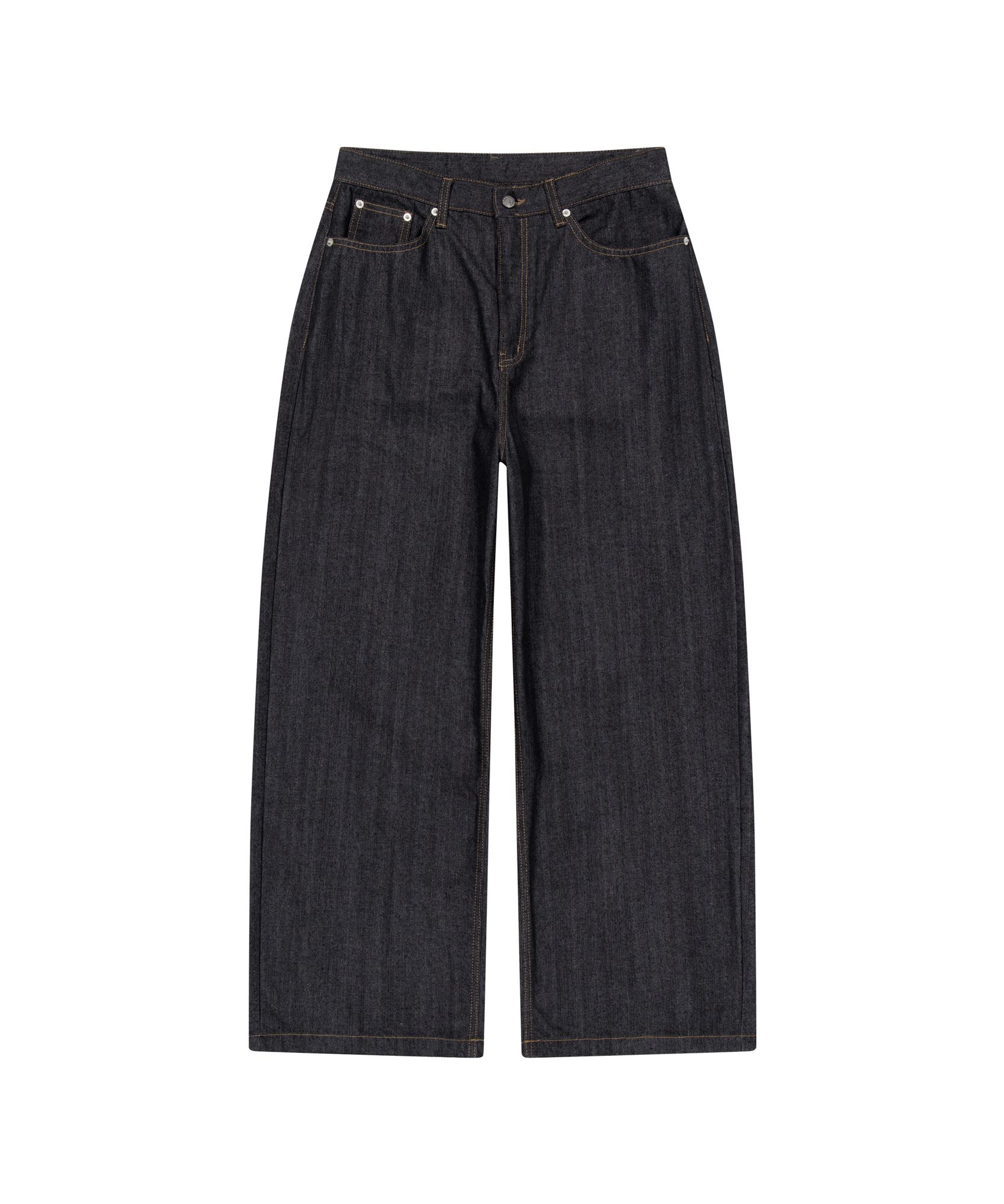 MUSINSA | AAKAM Leather Patch Denim Pants (Black)