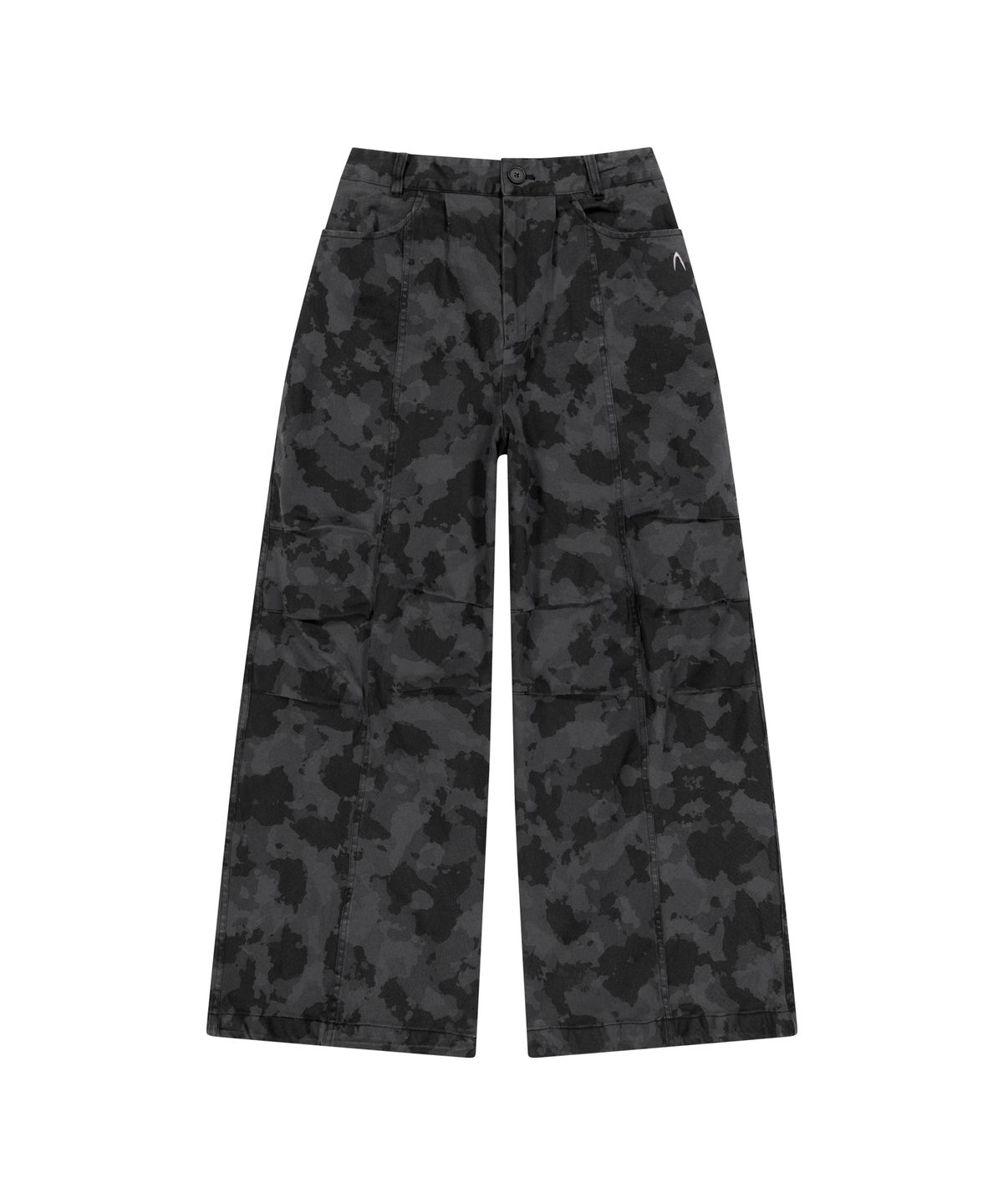 아캄(AAKAM) Knee Pin-tuck Camouflage Twill Pants (Black)