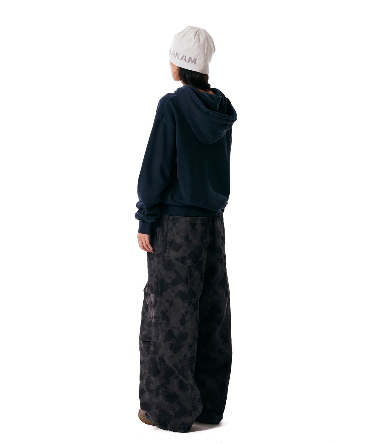 아캄(AAKAM) Distressed Flag Printed Hoodie (Dark Blue)