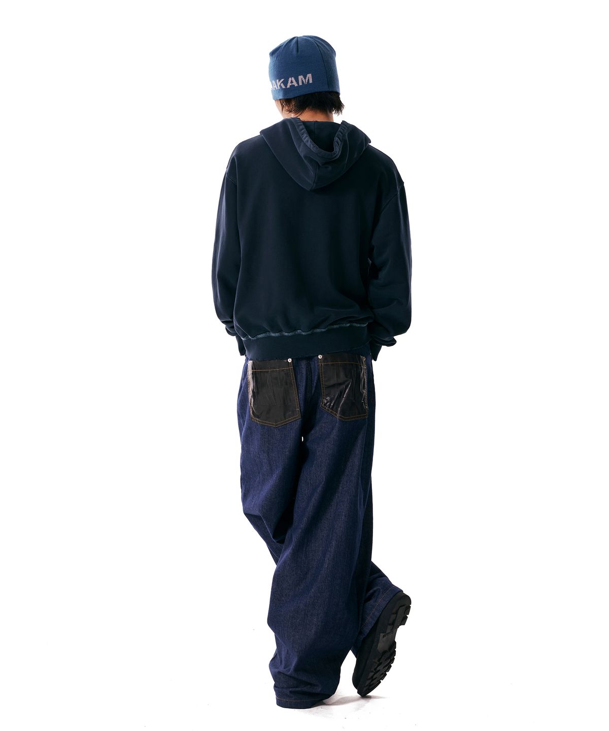아캄(AAKAM) Distressed Flag Printed Hoodie (Dark Blue)